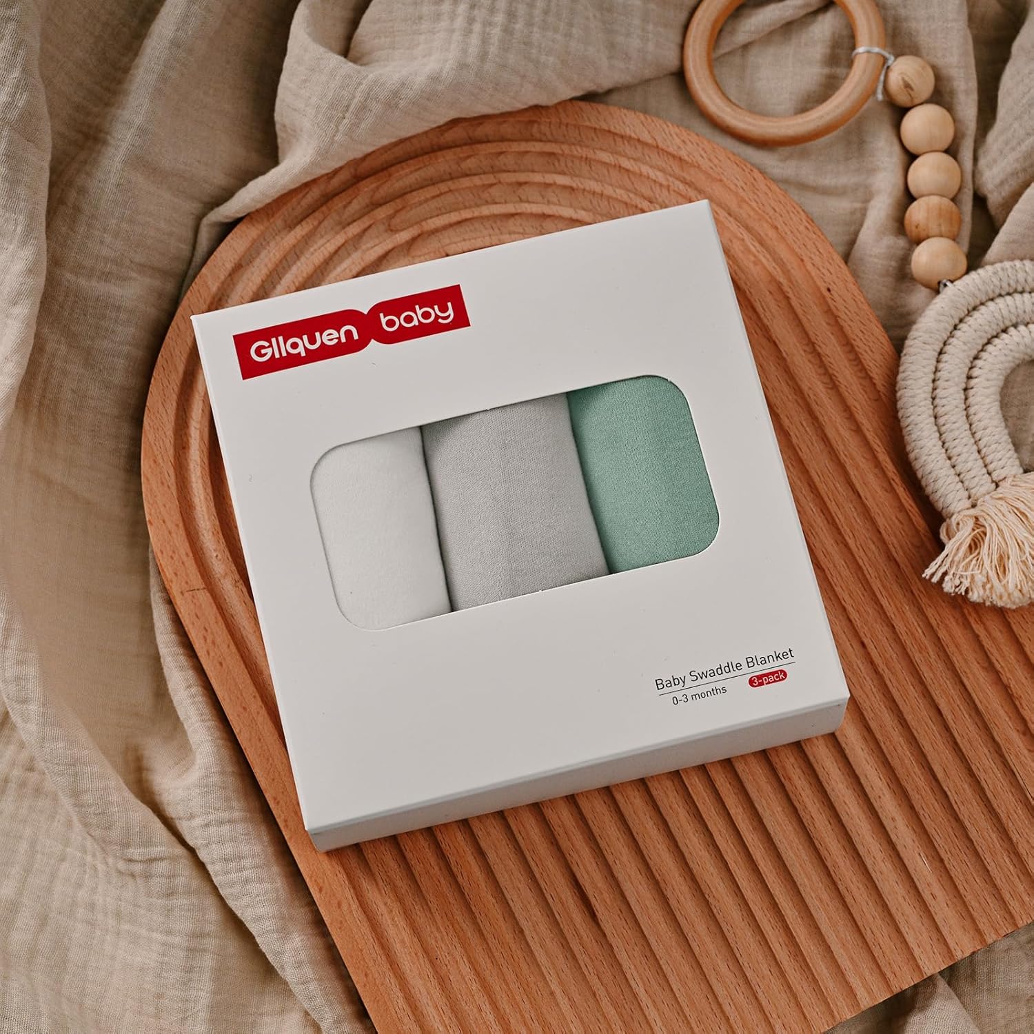 GLLQUEN BABY 3-Pack Baby Swaddle Sleep Sacks for Newborns 0-3 Months - Adjustable Infant Swaddle Blanket Wrap, Baby Essentials, Gray & Green Tone