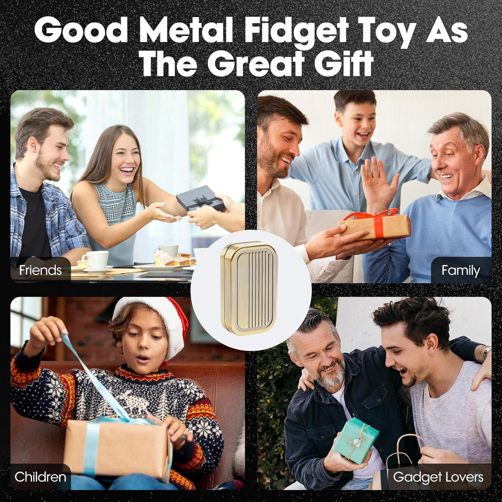 Fidget Slider 3 Layer EDC Gadgets Toy, Metal Magnetic Haptic Fidget Toys for Adults Anxiety/ADHD/Stress Relief, Gift for Boyfriend, Husband and Father (Golden)