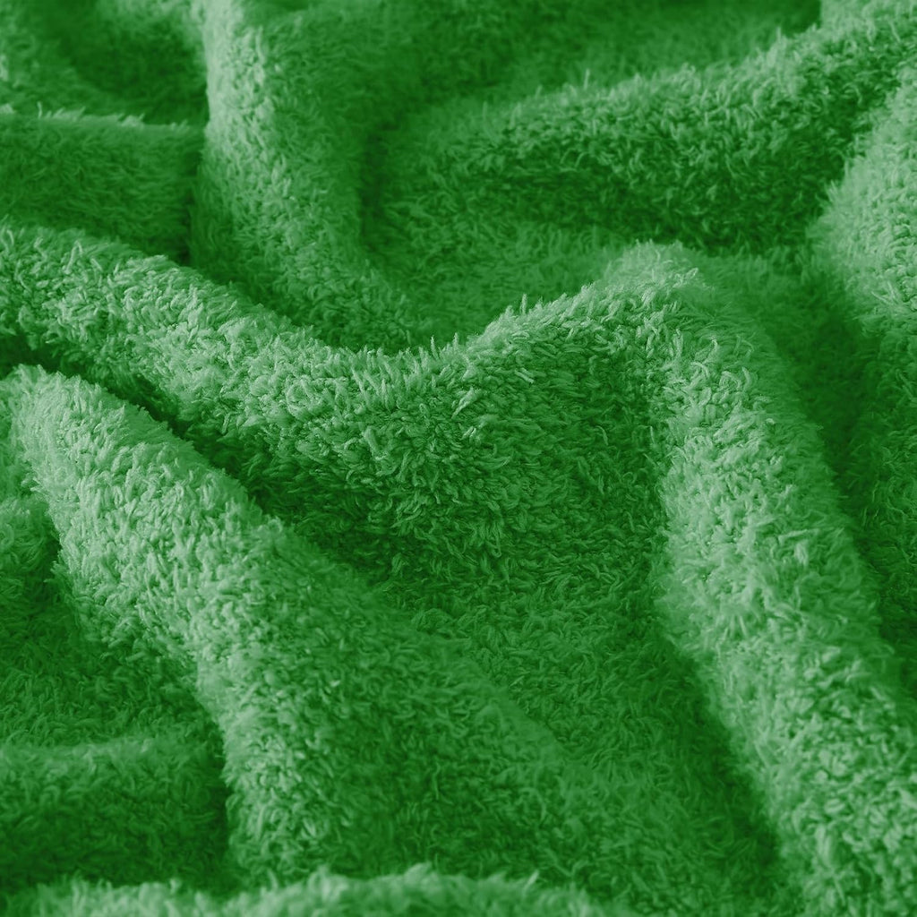 CYMULA Super Soft Green Throw Blanket - Lightweight Plush Fuzzy Fluffy Warm Cozy Blankets and Throws for Sofa Bed All Season Use, 60 x 80 inches