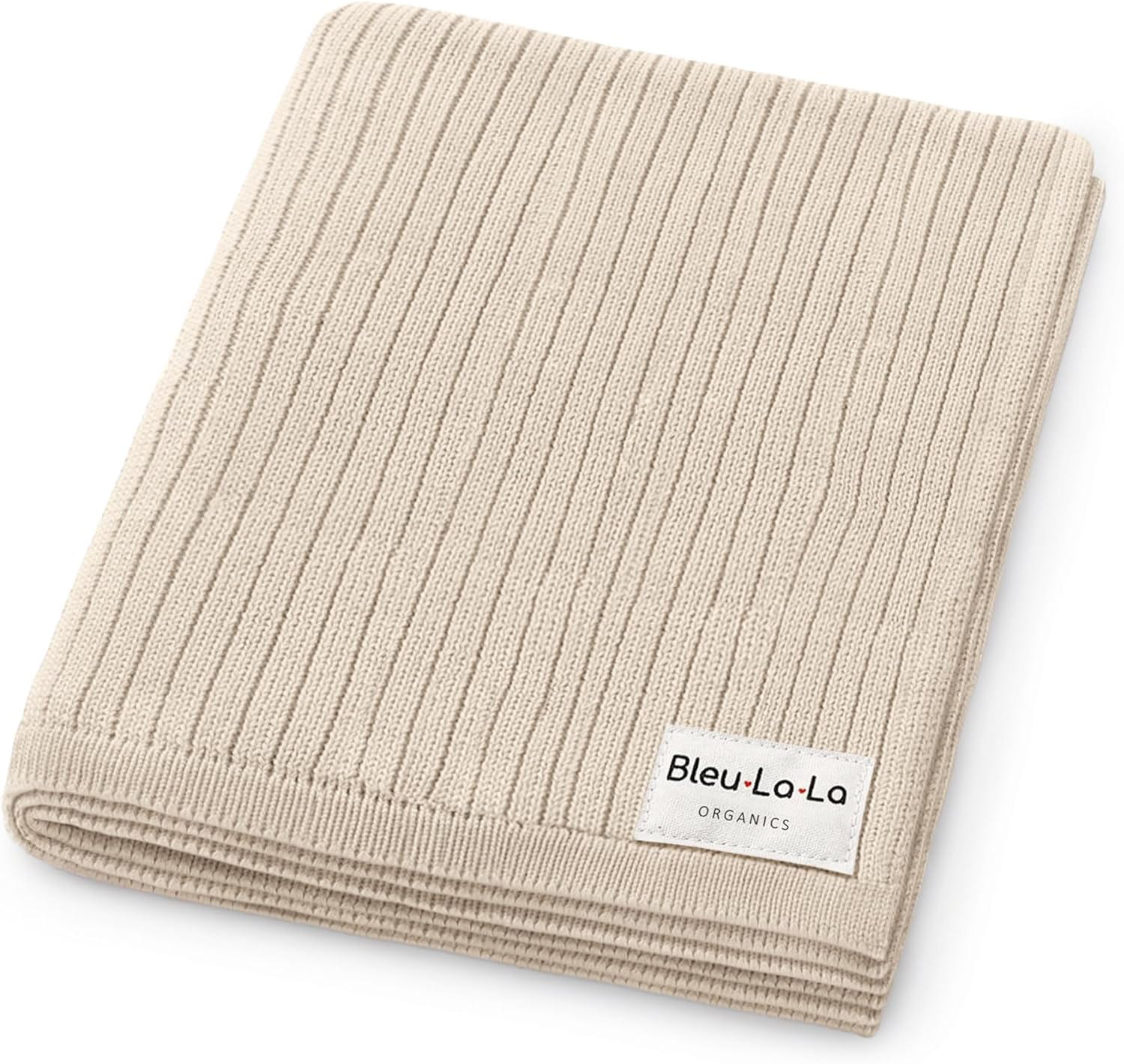 Organic Ribbed Swaddle Blanket for Boys & Girls - 100% Luxury Organic Soft Cotton Knit Warm Cozy Cuddle Stroller Crib Blanket for Newborns, Infants, & Toddlers (Oatmeal)