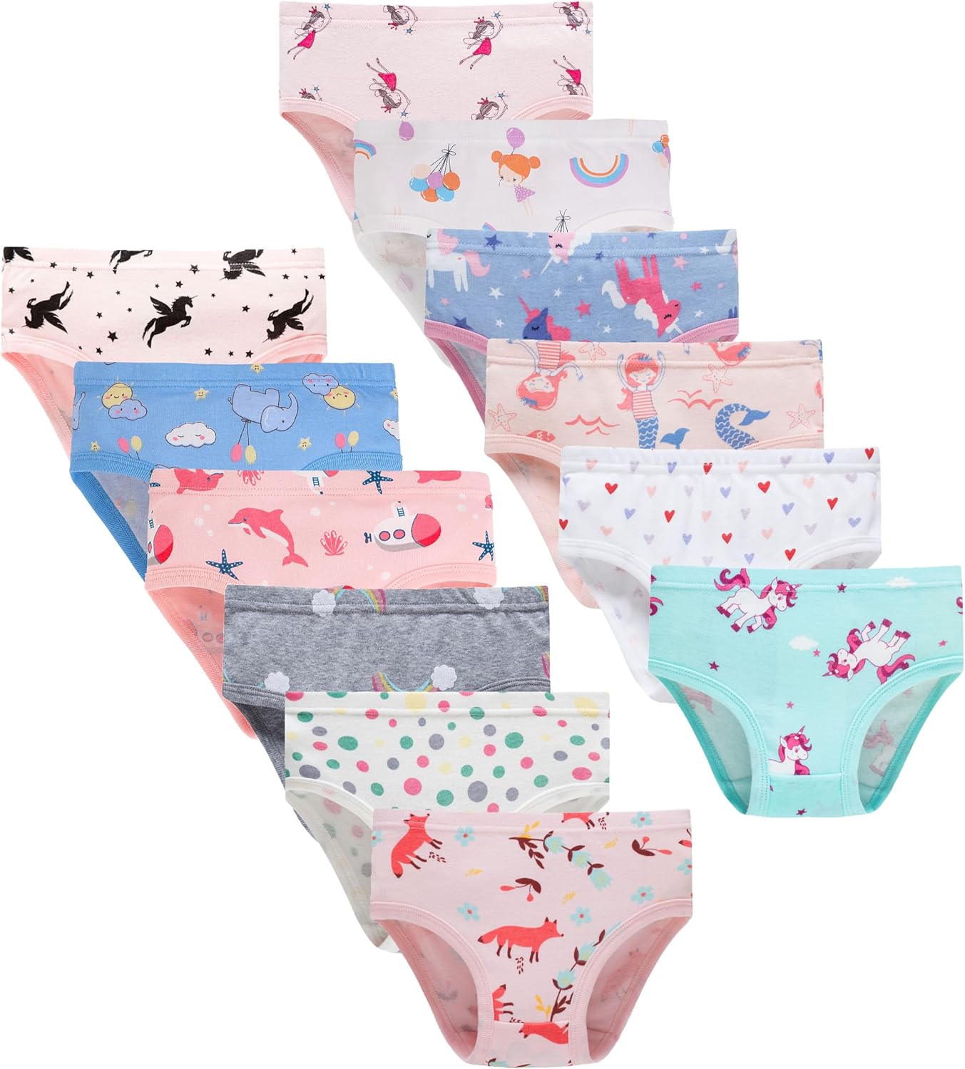 Boboking Girls Soft Underwear Toddler Kids Briefs Cotton Panties 12-pack