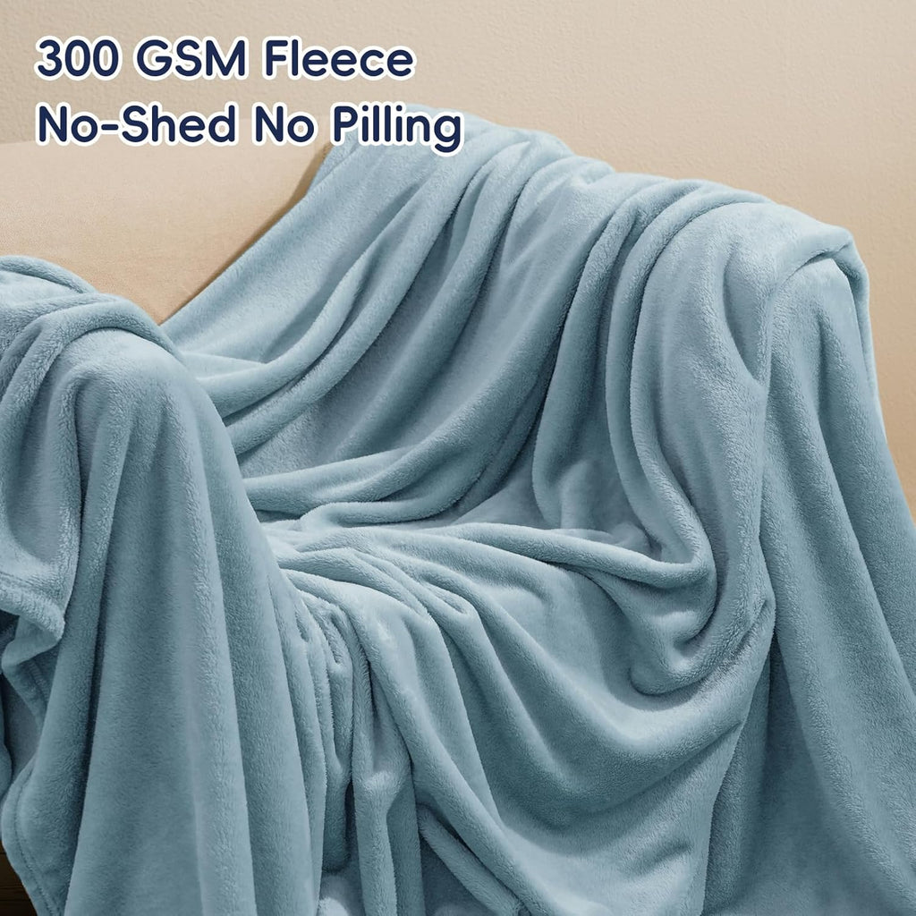 PHF Ultra Soft Fleece Blanket Twin Size, No Shed No Pilling Luxury Plush Cozy 300GSM Lightweight Blanket for Bed, Couch, Chair, Sofa Suitable for All Season, 66" x 90", Dusty Blue
