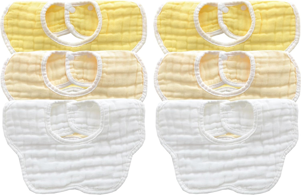 MUKIN Baby Drooling Towel, Snap Bibs, Muslin Bibs, 6 Pack, Adjustable, Soft Cotton