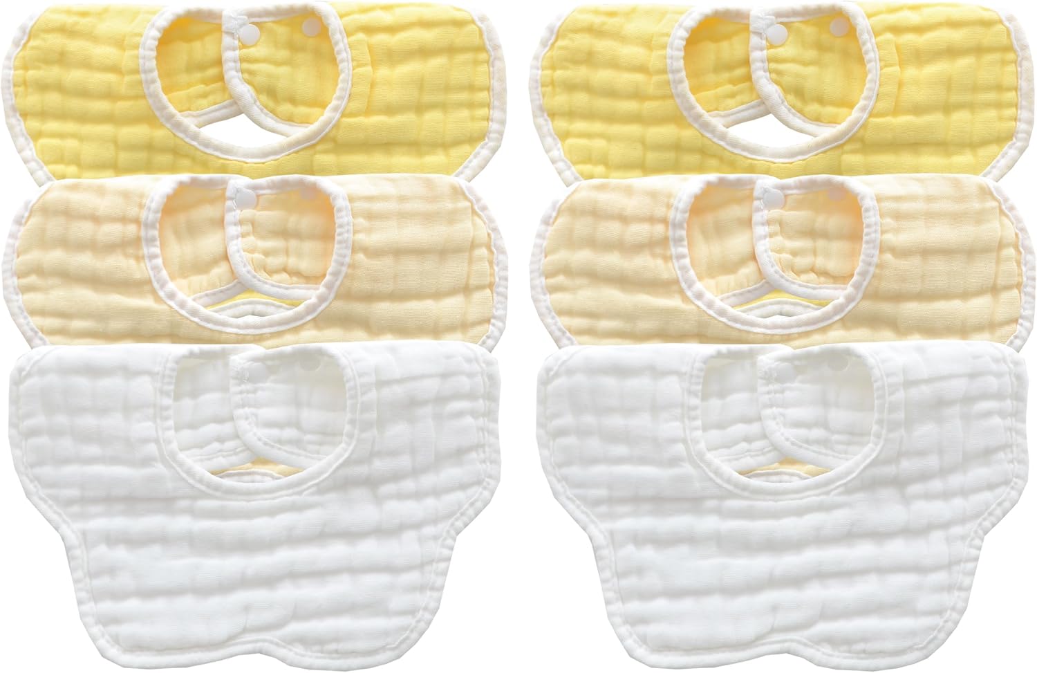 MUKIN Baby Drooling Towel, Snap Bibs, Muslin Bibs, 6 Pack, Adjustable, Soft Cotton
