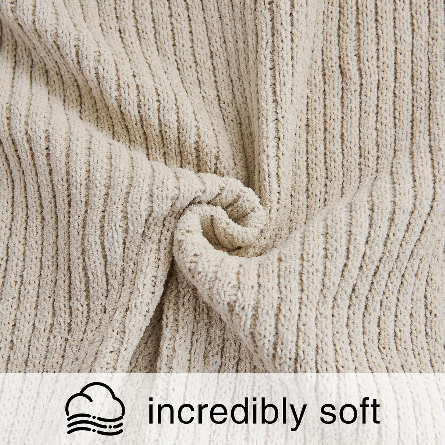 SeaRoomy Knit Throw Blanket,Super Soft Cozy Reversible Waffle Blanket,Warm Fluffy Fuzzy Plush Lightweight Double-Side Blanket for All Seasons for Couch,Sofa,Bed (Khaki,50"x70")
