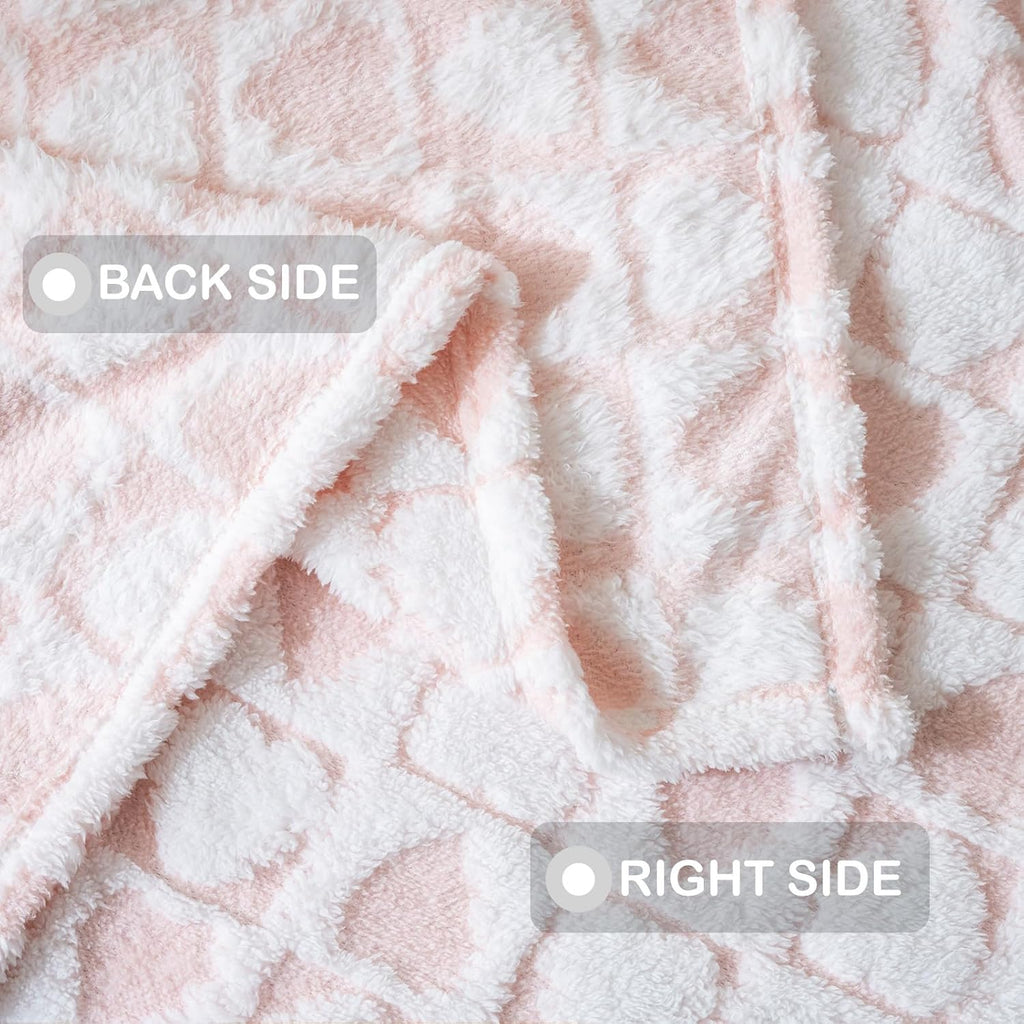 Fleece Baby Blanket for Girls 3D Checkerboard Design, Warm Cozy and Fluffy Infant Newborn Toddler Small Receiving Blankets for Crib Stroller, 30x40 Inches, LightPink