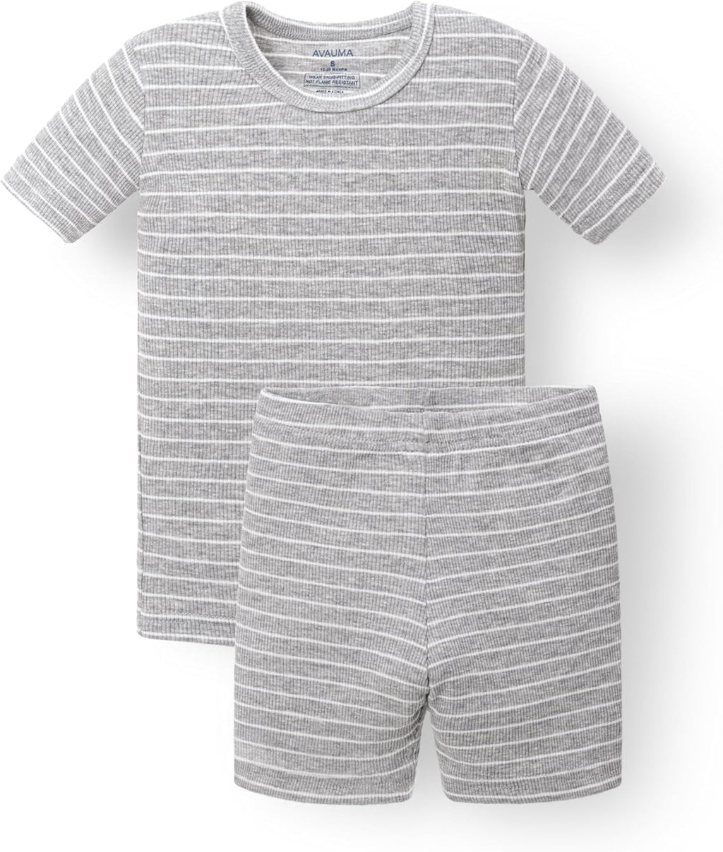 AVAUMA Stripe Pattern Baby Boys Girls Pajama Set Kids Toddler Snug fit Ribbed Sleepwear pjs for Daily Life Style