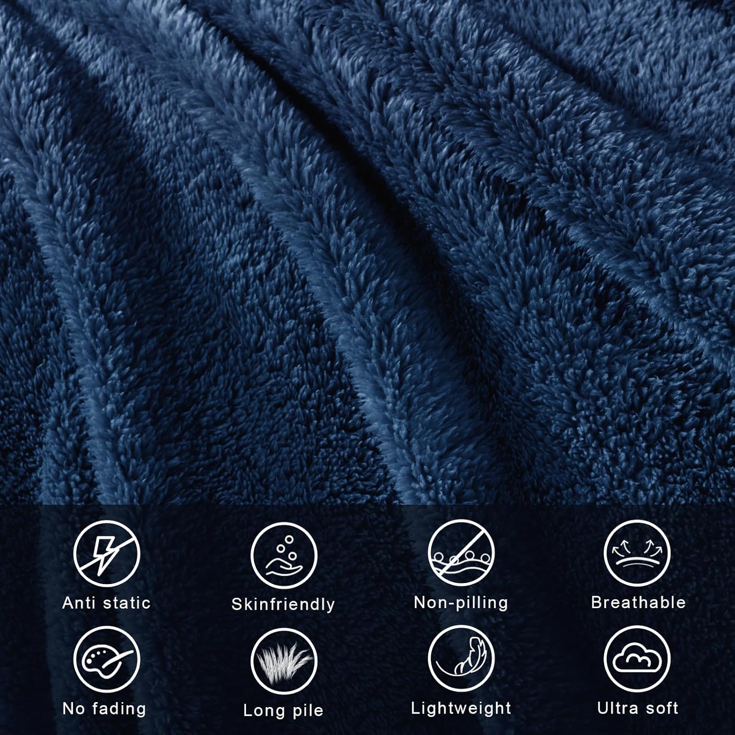 Exclusivo Mezcla Twin Size Flannel Fleece Blanket, Super Soft Velvet Plush Bed Blanket, Fuzzy Cozy and Warm for All Seasons, 60x80 Inches, Navy Blue