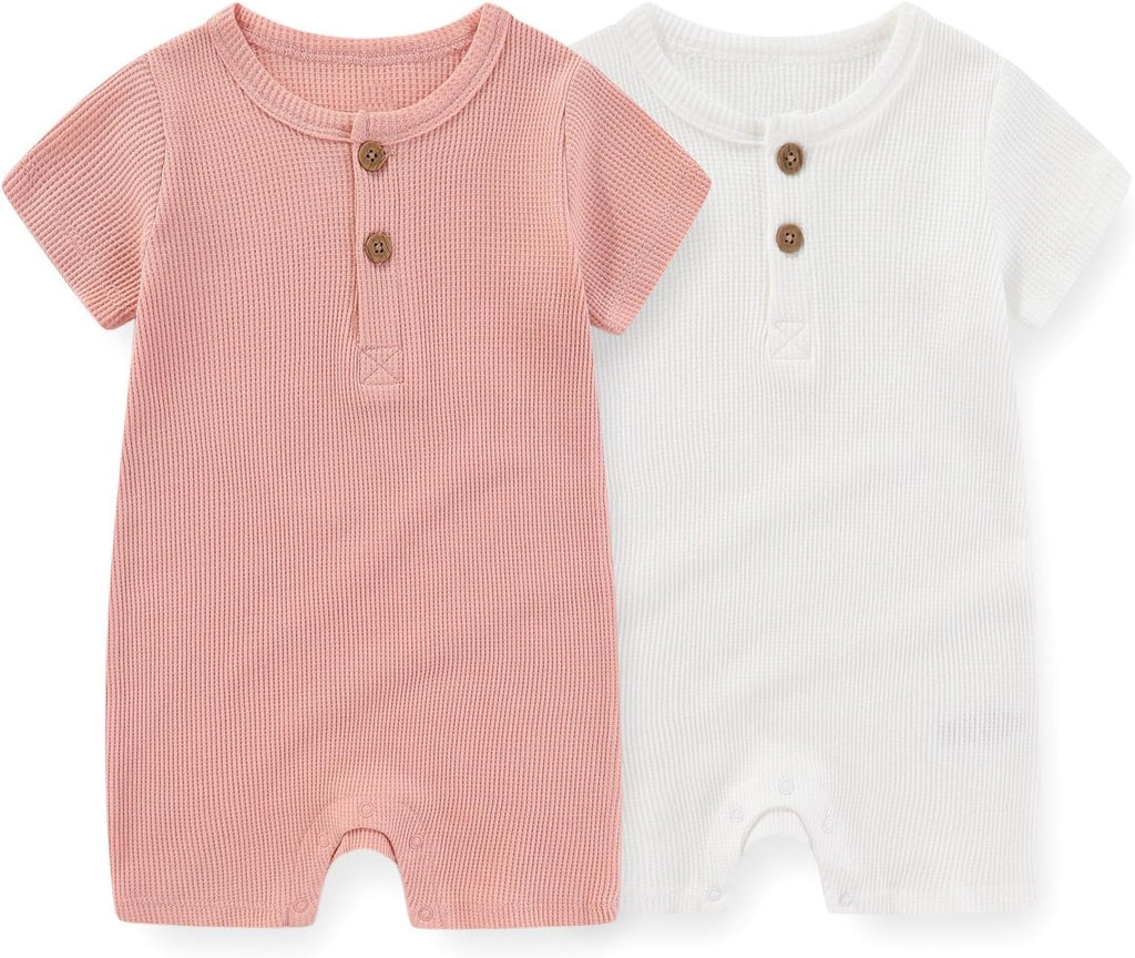 Unisex Short Sleeve Baby Romper 2 Pack Cotton Solid infant Boy Girl Jumpsuits Soft New Born Clothes