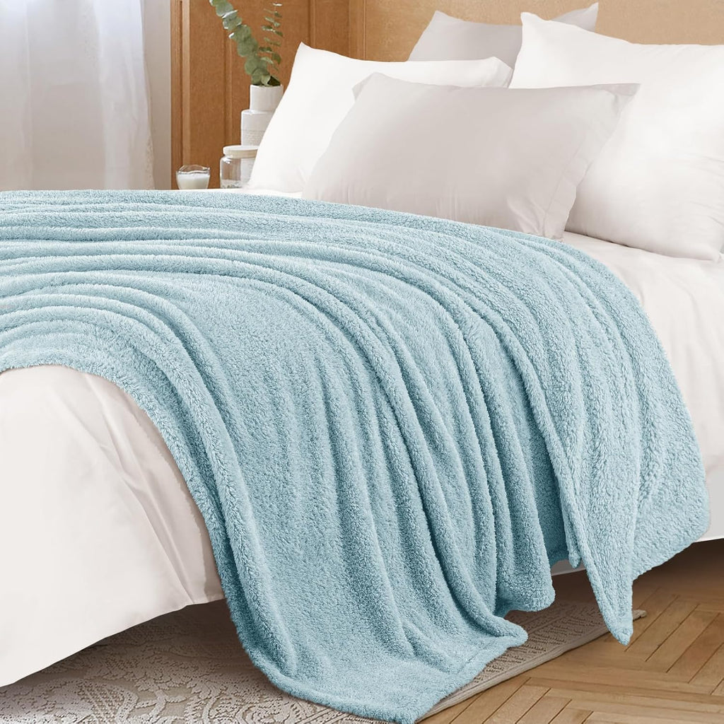 Exclusivo Mezcla Fleece Blanket for Couch, Soft and Cozy Twin Blankets for Women Men Girls Kids, Suitable for All Seasons, Slate Blue,60x80 Inches