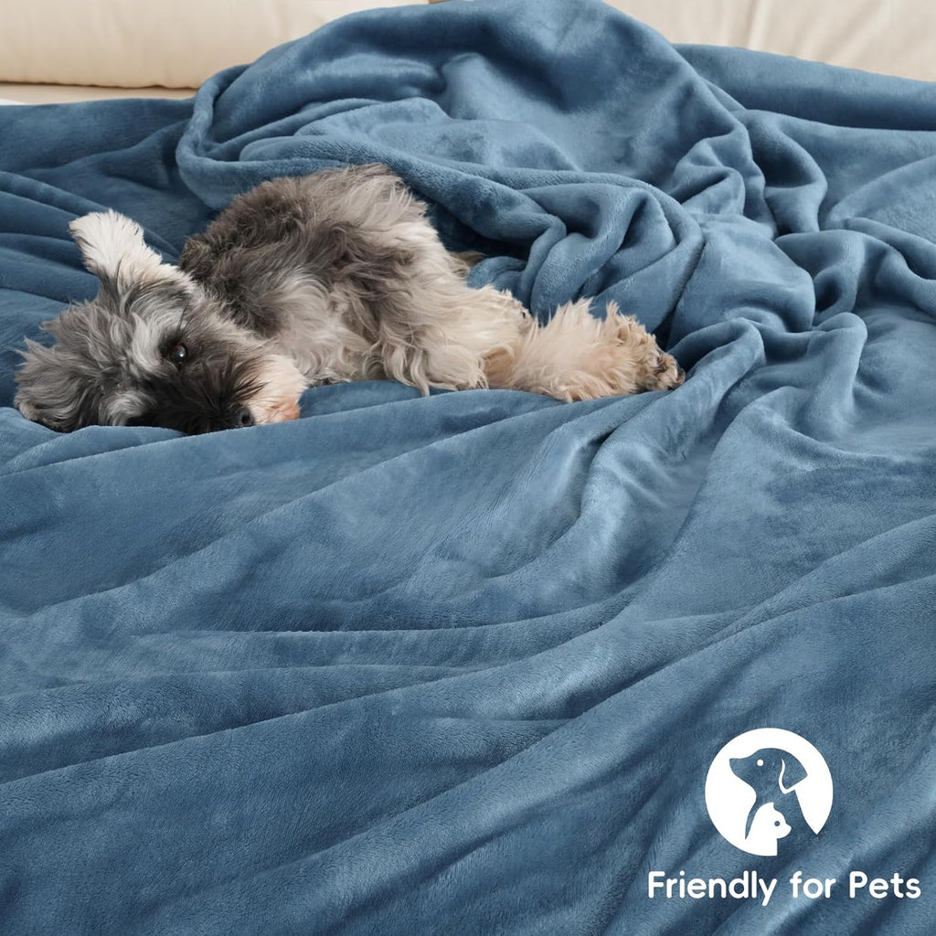 PHF Ultra Soft Fleece Blanket Twin Size, No Shed No Pilling Luxury Plush Cozy 300GSM Lightweight Blanket for Bed, Couch, Chair, Sofa Suitable for All Season, 66" x 90", Captain's Blue