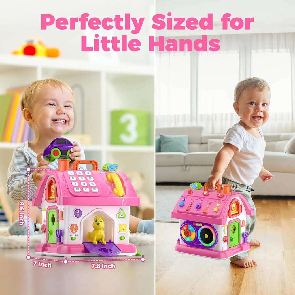 Montessori Toy for 1 Year Old Girl Gifts, Musical Bilingual Educational Toddler Toy Age 1-2 Yr 12-18 Month, First Birthday Gift for 1 Year Old Girl (Pink)