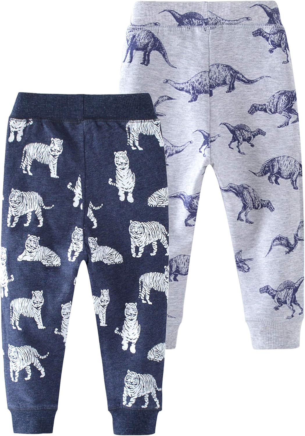 HUAER& Baby Boy's Jogger Pants Dinosaur Car Drawstring Elastic Sweatpants
