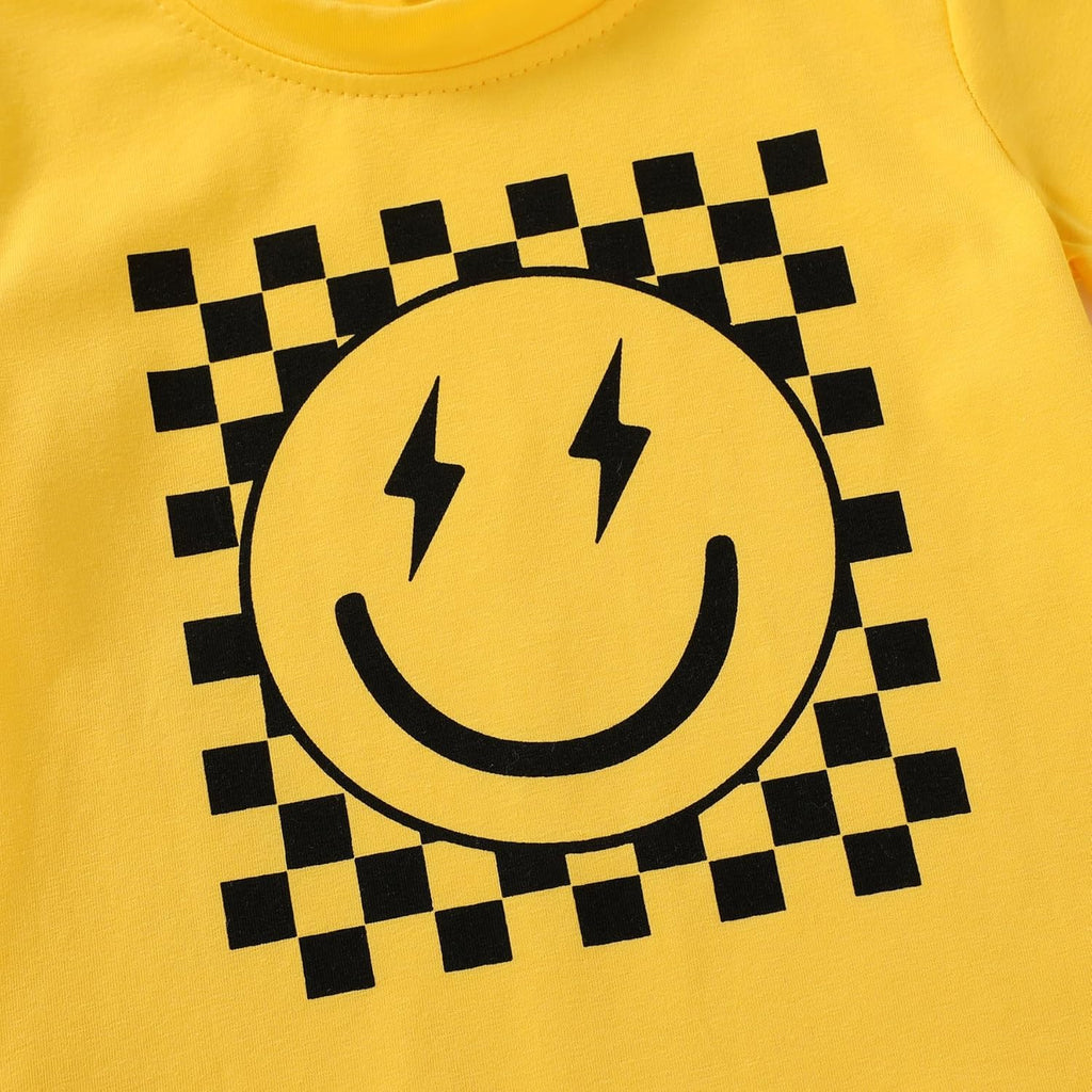 Happy Town Toddler Clothes Baby Boy Girl Smiley Face Shirt Short Sleeve T-Shirt Tee Summer Tops Outfits