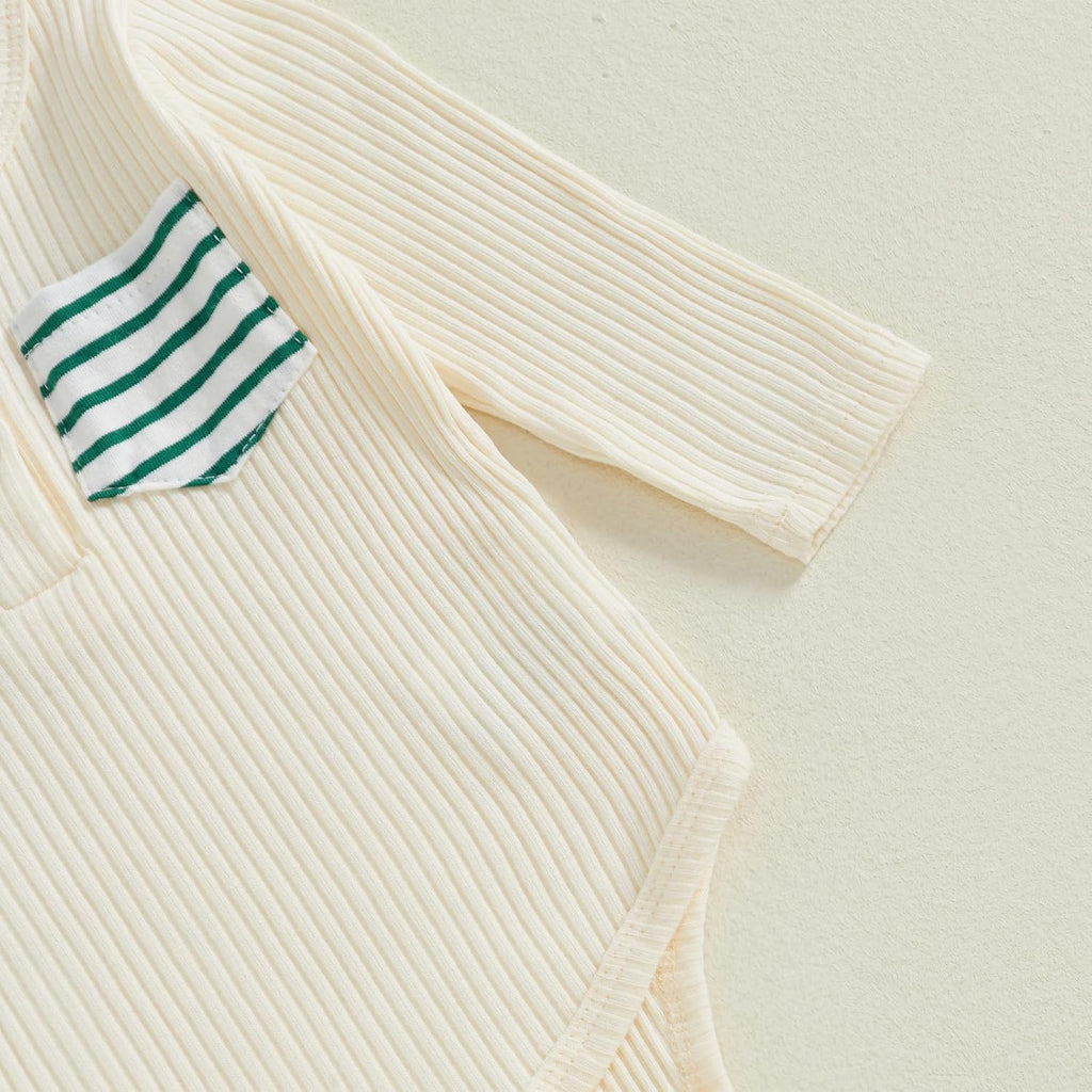 fhutpw Baby Boy Clothes 3 6 12 18 Months Ribbed Knitted Long Sleeve Romper and Pants Sets Newborn Fall Splicing Color Outfits