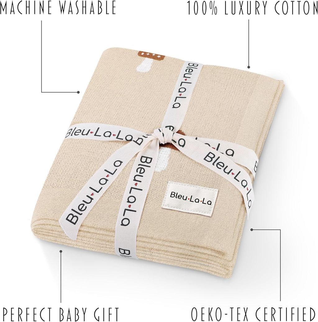 Unisex Baby Swaddle Blanket 100% Cotton Buttery Soft Cozy Receiving Swaddle Crib Stroller Blanket for Shower Gift Registry for Newborns, Infants, Toddlers (Mushroom - Cream)