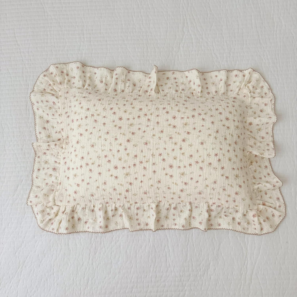 BuLuTu Soft Cotton Kids Pillowcases for Girls Boys, Pink Floral Toddler Pillowcases Standard Size, Cotton Muslin Pillow Protector for Children Bedding Gift, Envelope Closure, 20"x26", 1 pc