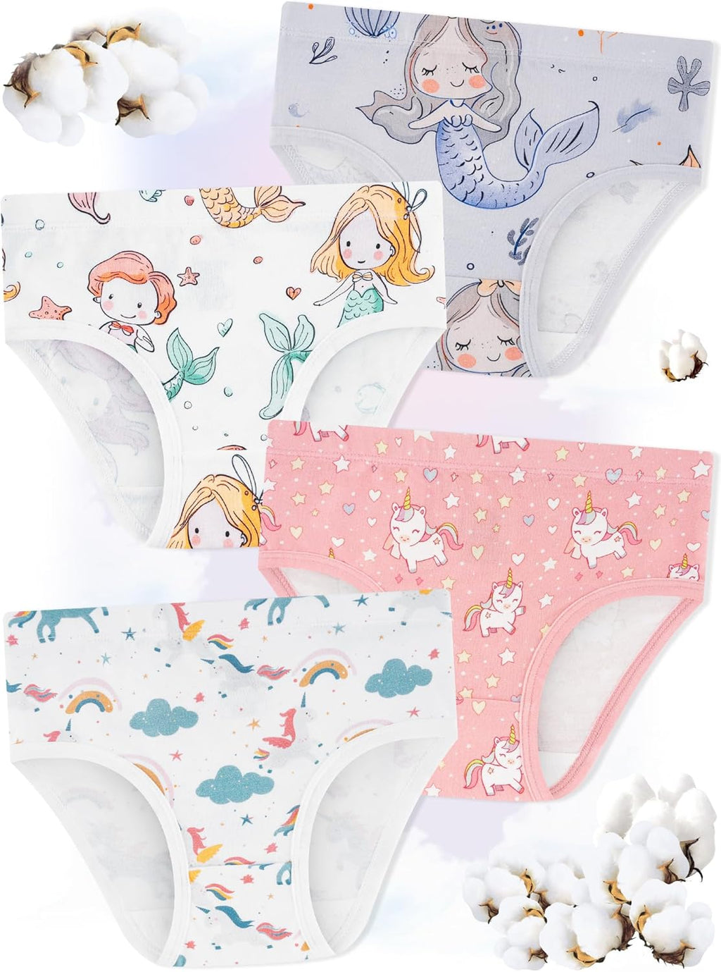 Girls' Underwear,Soft Cotton Tagless Panties for Toddlers' & Little Kids' Comfort,Breathable Briefs,8-Pack