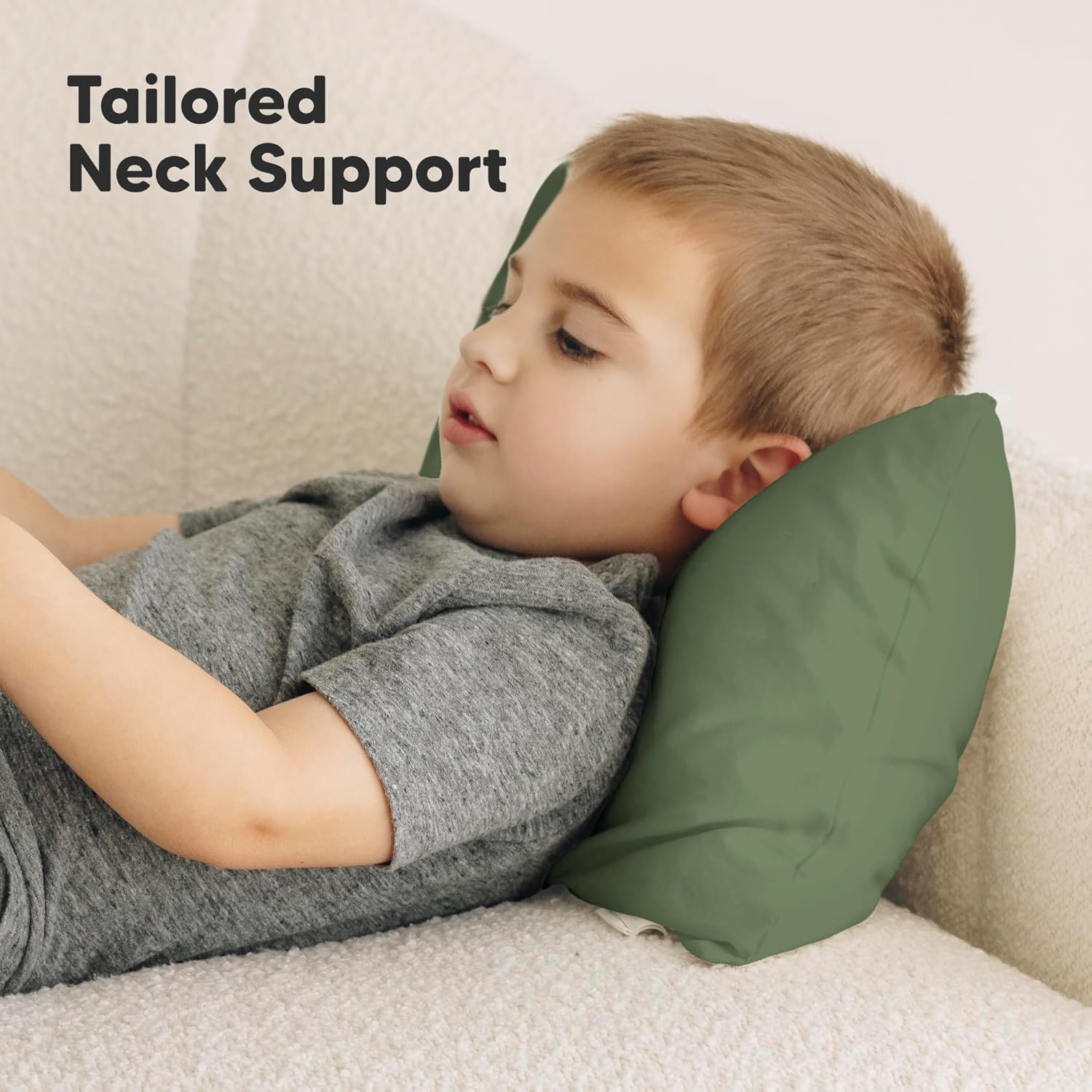 Toddler Pillow with Pillowcase - 10x18 My Little Dreamy Kids Travel Bed Pillows for Sleeping, Organic Cotton Small Pillowcase, Soft & Breathable, Machine Washable,Toddlers 2-5 years old (Jungle Green)