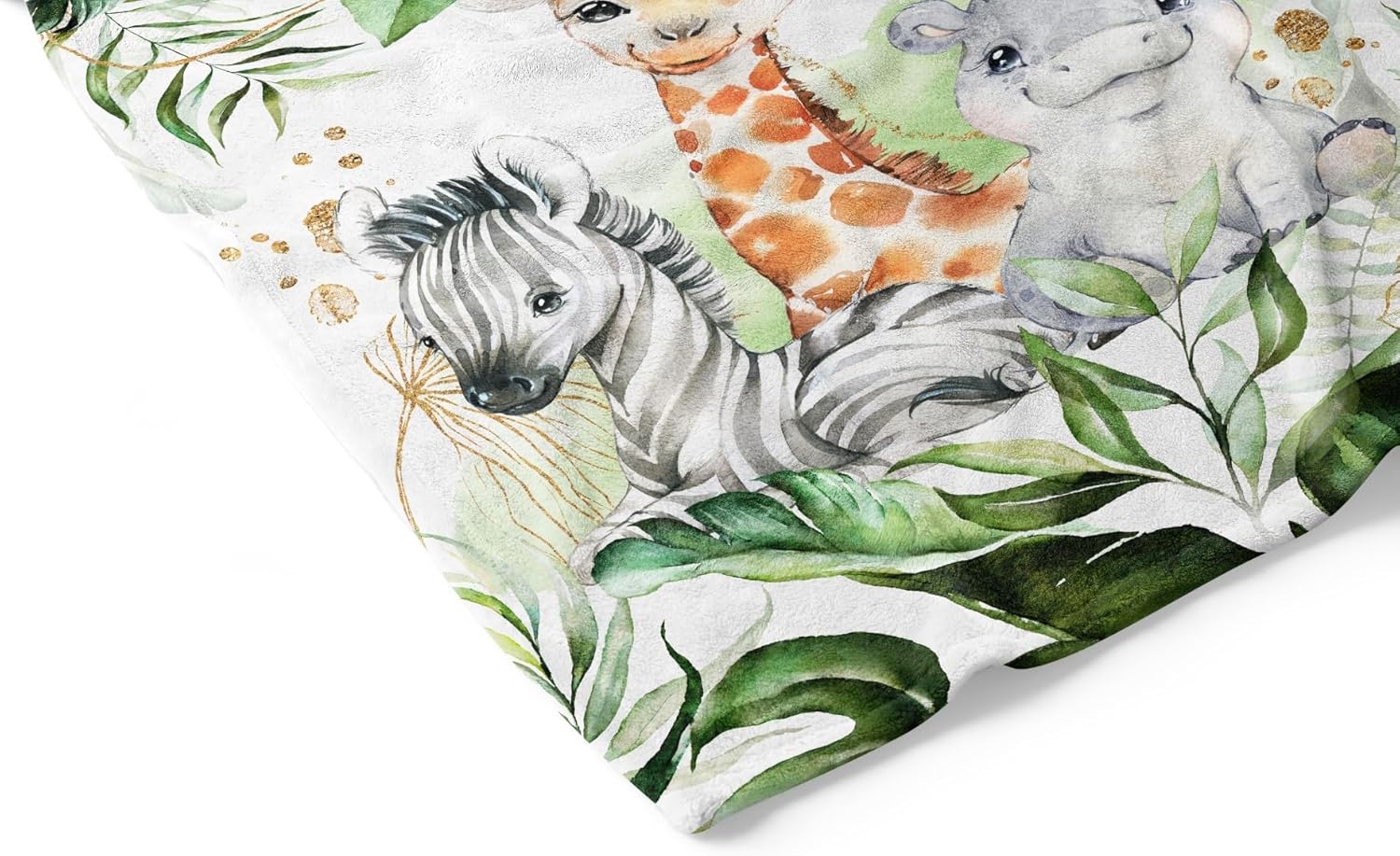 UNIQUE Safari Ultra Soft Fleece Baby Blanket 30x40in, Cute Zebra Hippo Giraffe Baby Blanket, Gender Neutral