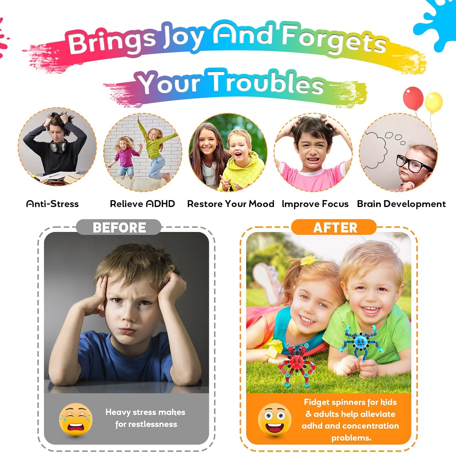 Transformable Fidget Spinner Toys for Kids & Adults,3 PCS Fidget Toys for Teens Anxiety,Sensory Toys for Autism ADHD Stress Relief,Gifts for Boys Girls Kids Fingertip Gyros Travel Toys