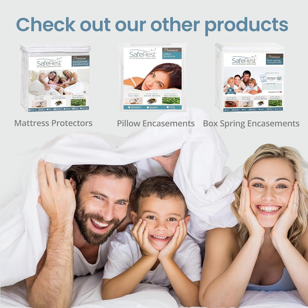 SafeRest Zippered Mattress Protector - Premium 12-15 Inch Waterproof Mattress Cover for Bed - Breathable, Noiseless Washable Mattress Encasement - Queen