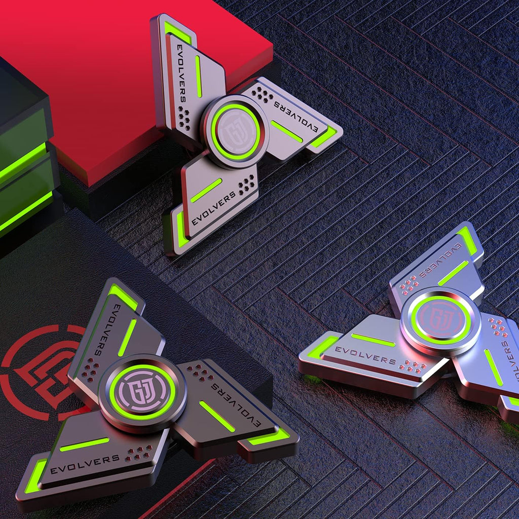 Cyclone Fidget Spinners,Silver Metal with Green Luminous,Durable High Speed Silent Bearing,Finger Hand Spinner,Relieve Stress & Anxiety,Toys/Gifts for Adults & Kids (DIY Accessories Included)