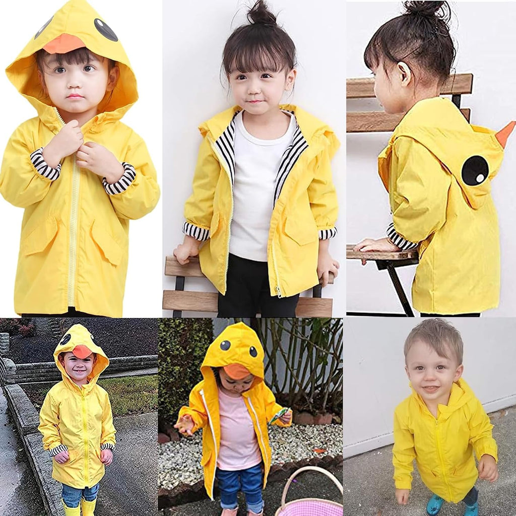 Toddler Baby Boy Girl Duck Rain Jacket Cute Cartoon Yellow Raincoat Hoodie Kids Coat Windbreaker School Outfit