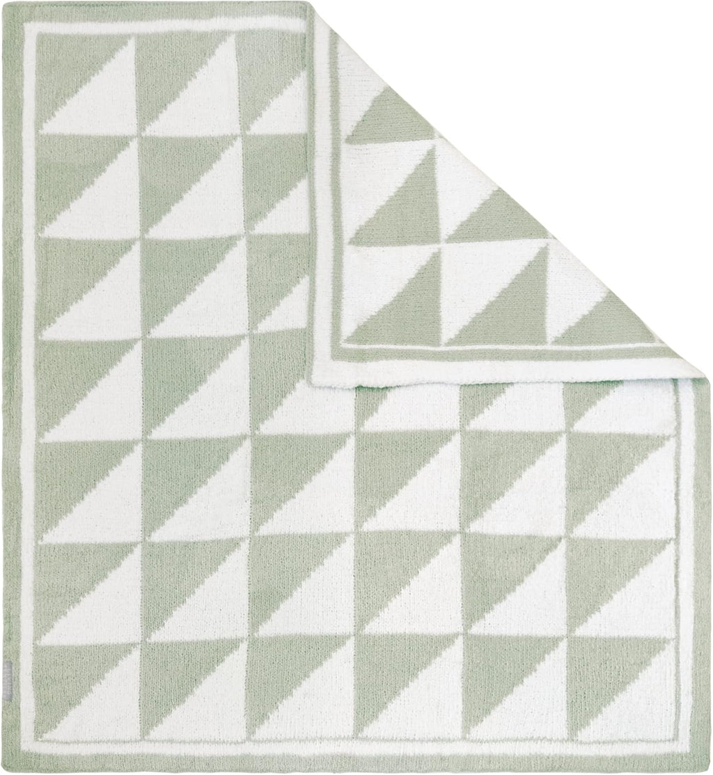Living Textiles Chenille Baby Blanket - Sage Triangle Ultra Soft, Thick, and Versatile | Warm Blanket for Newborns, Throw Blanket for Crib, Stroller Cover | Perfect Baby Gift 30 x 40 inches