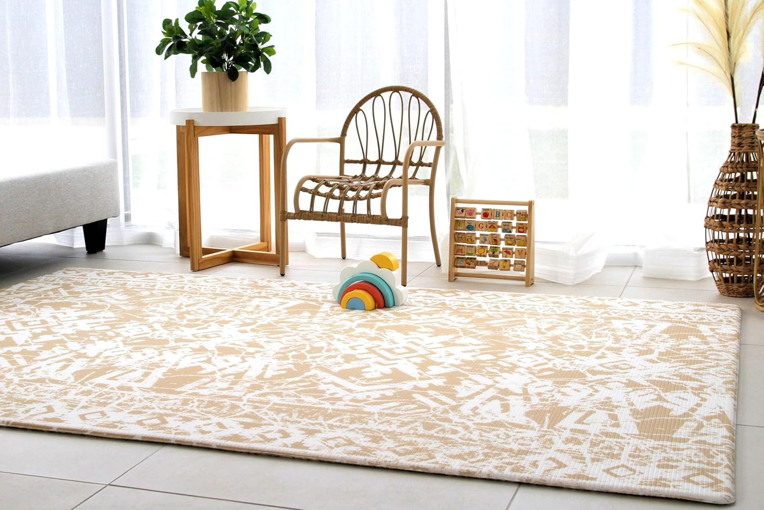 Cushmat Stylish Reversible Foam Play Mat (Large, Explorer - Gray Sand) - Soft, Waterproof, Durable Play mat for Infants, Babies, Toddler, Kids & Grownup - 6.5ft x 4.5ft