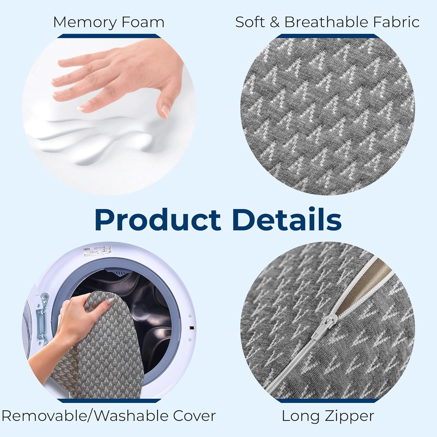 5 STARS UNITED Knee Pillow for Side Sleepers - Hip Pain Relief, Memory Foam Leg Cushion for Side Sleeping - Between Legs Pillow for Sciatica & Lower Back Pain, Gray