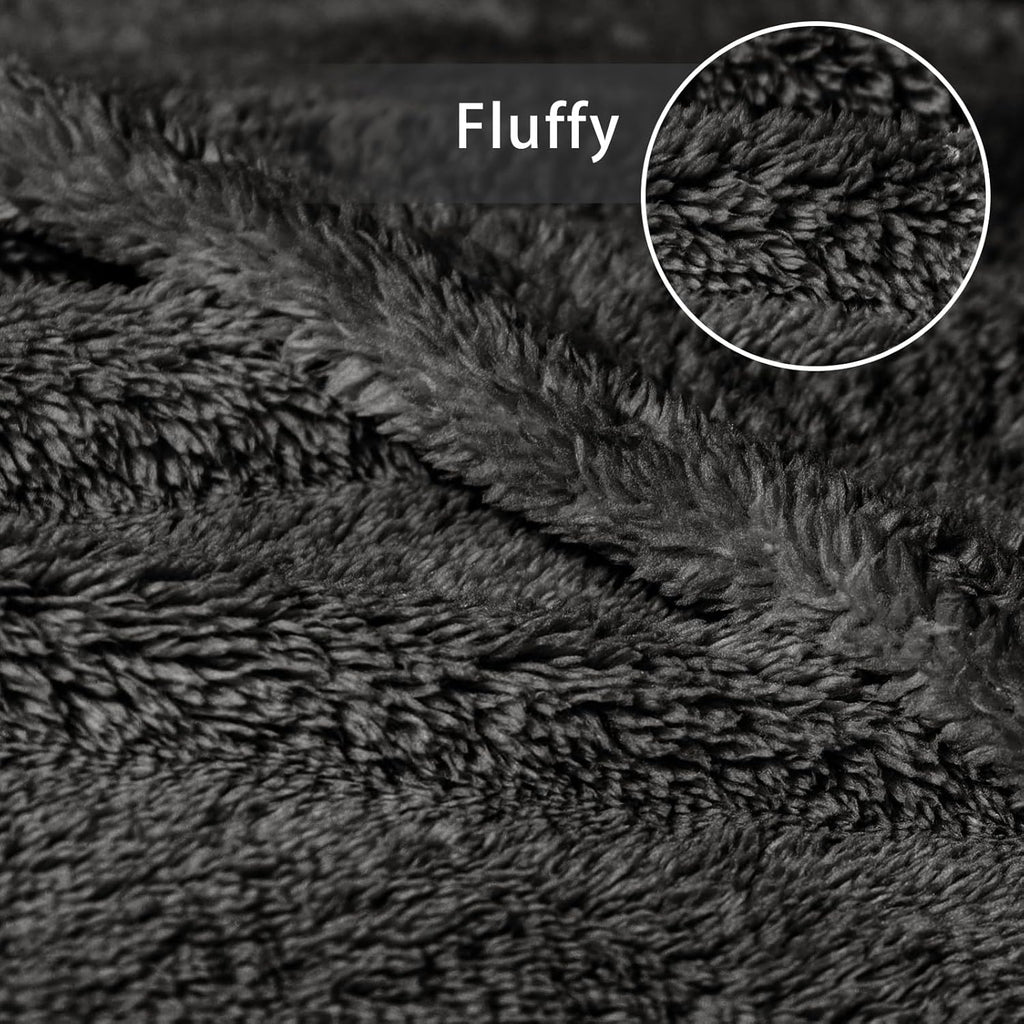 Exclusivo Mezcla Twin Size Flannel Fleece Blanket, Super Soft Velvet Plush Bed Blanket, Fuzzy Cozy and Warm for All Seasons, 60x80 Inches, Dark Grey