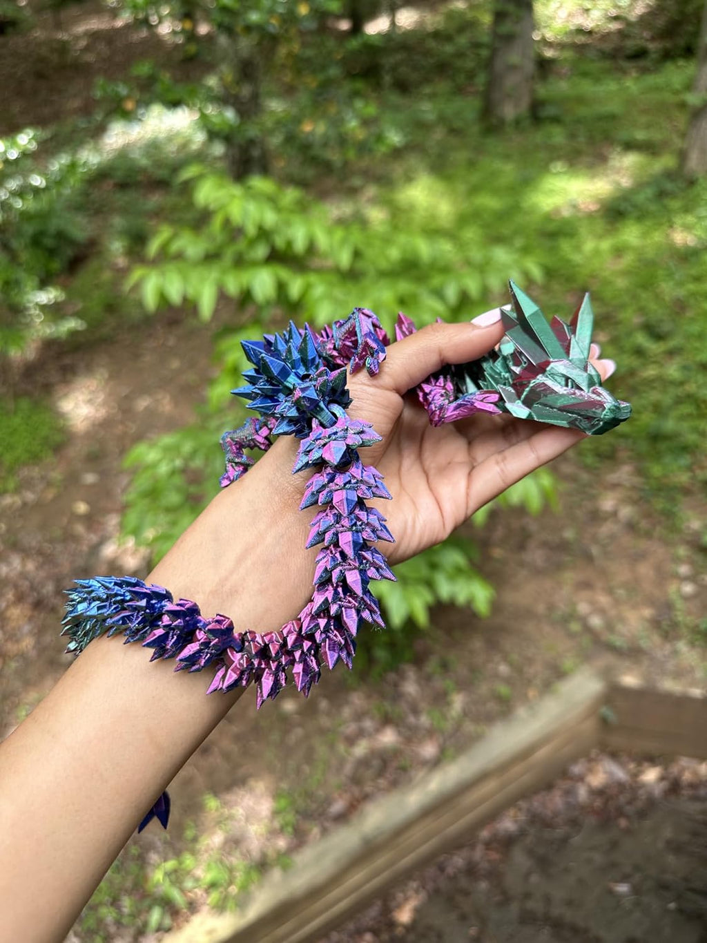Crystal Dragon - Articulated Flexi Dragon - 3D Printed Gift (Adult, Purple/Blue/Green)