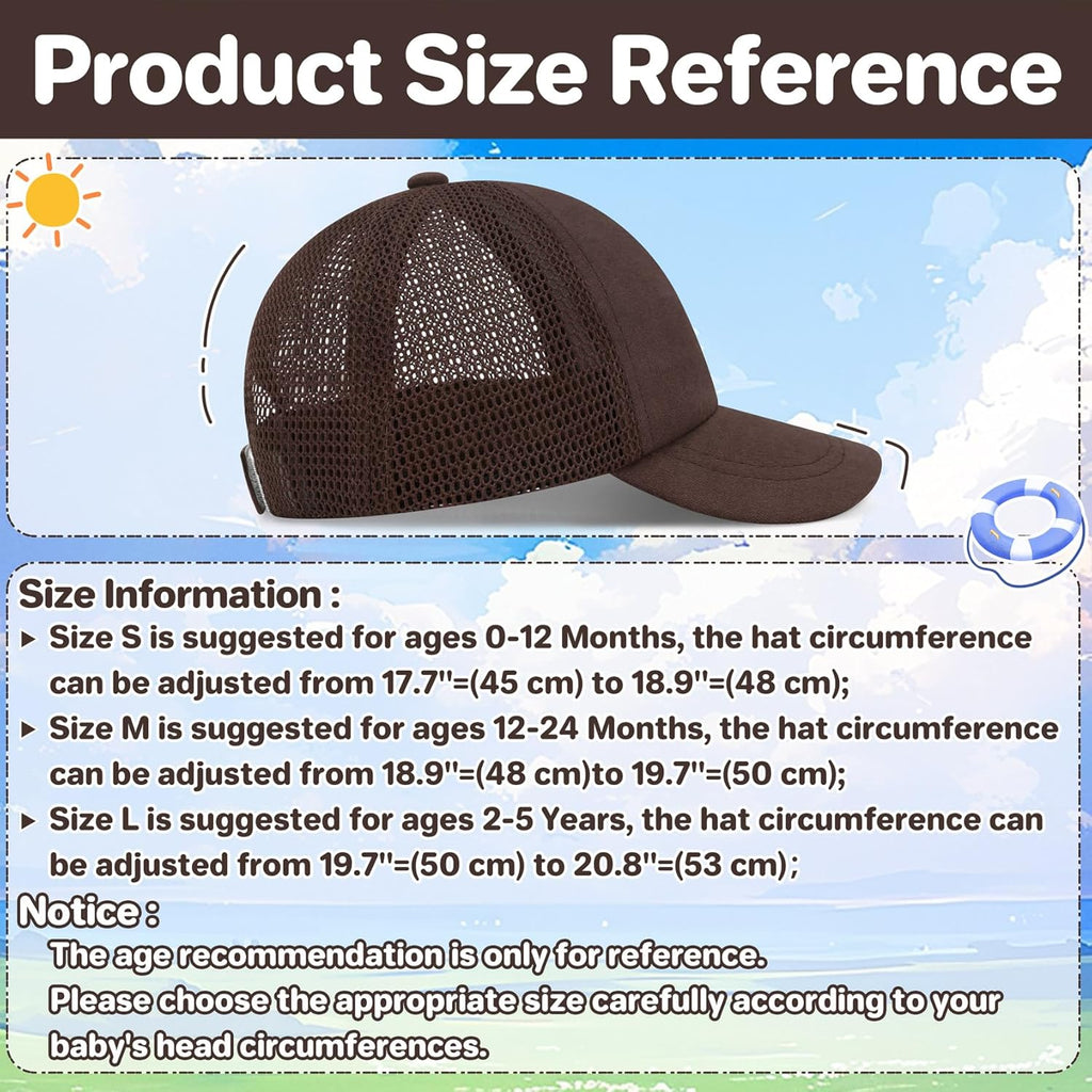 qikqik Baby Baseball Cap Toddler Baseball Hat with Mesh Infant Sun Hat UPF 50+ Baby Ball Cap Toddler Girl Hats Kids Hat Boys