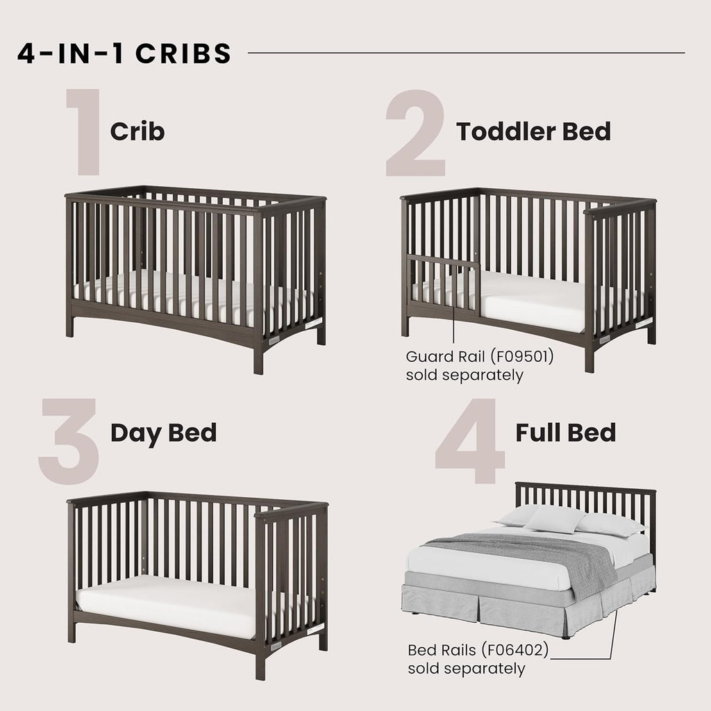 Child Craft London 4-in-1 Convertible Crib, Baby Crib Converts to Day Bed, Toddler Bed and Full-Size Bed, 3 Adjustable Mattress Positions, Non-Toxic, Baby Safe Finish (Dapper Gray)