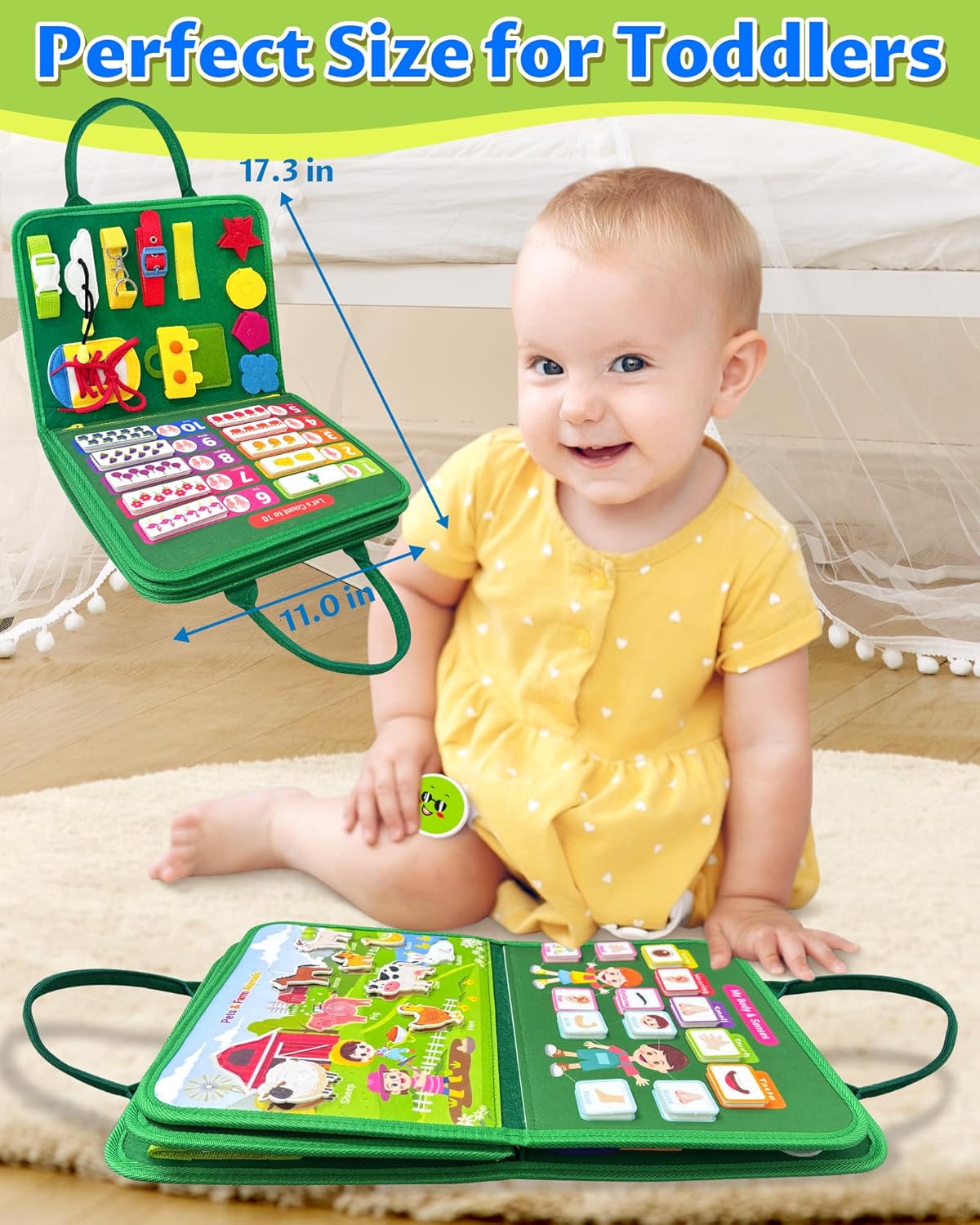 Busy Board Montessori Toys for Toddler Travel, Educational Activities Learn Fine Motor Skills