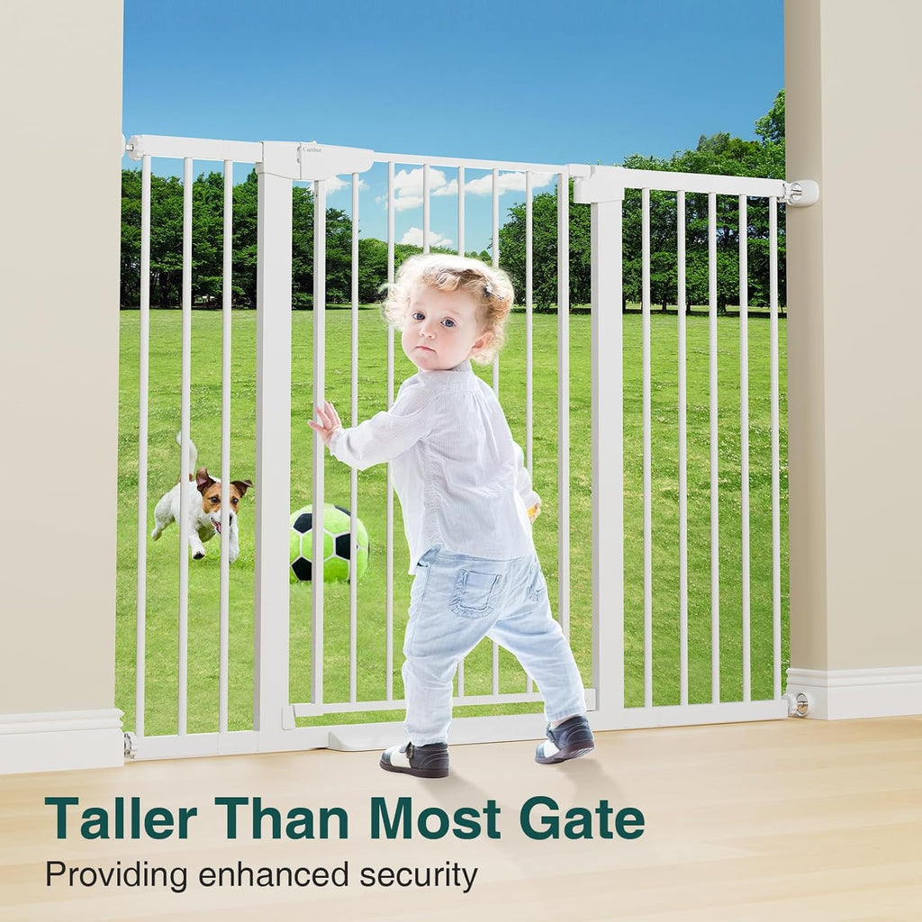 Cumbor 36" Extra Tall Baby Gate for Stairs, 29.7-54.2" Extra Wide Dog Gate for Doorways Hallways, Pressure Mounted Child Gate for Wide Opening, Auto Close Personal Safety for Babies and Pets, White
