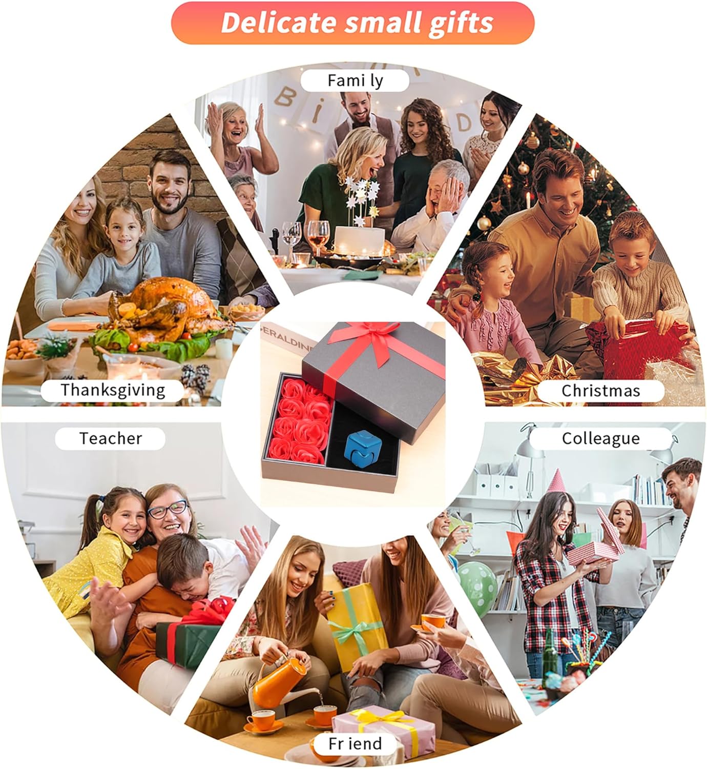 Desk Fidget Toys Spinner-Cube: Figetsss Cool Gadgets Metal Kinetic EDC-Toy with Silicone Base, ADHD Tools Cool Stuff Thing Office Toy Game Stress Relief Gift for Kid Children Teen Adult Christmas