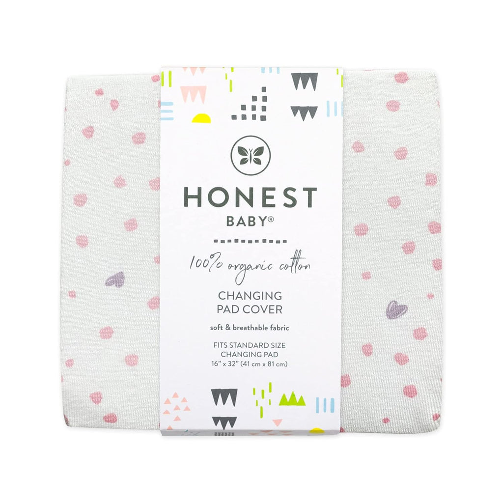 HonestBaby Organic Cotton Changing Pad Covers (Set of Two), Love Dot, One Size