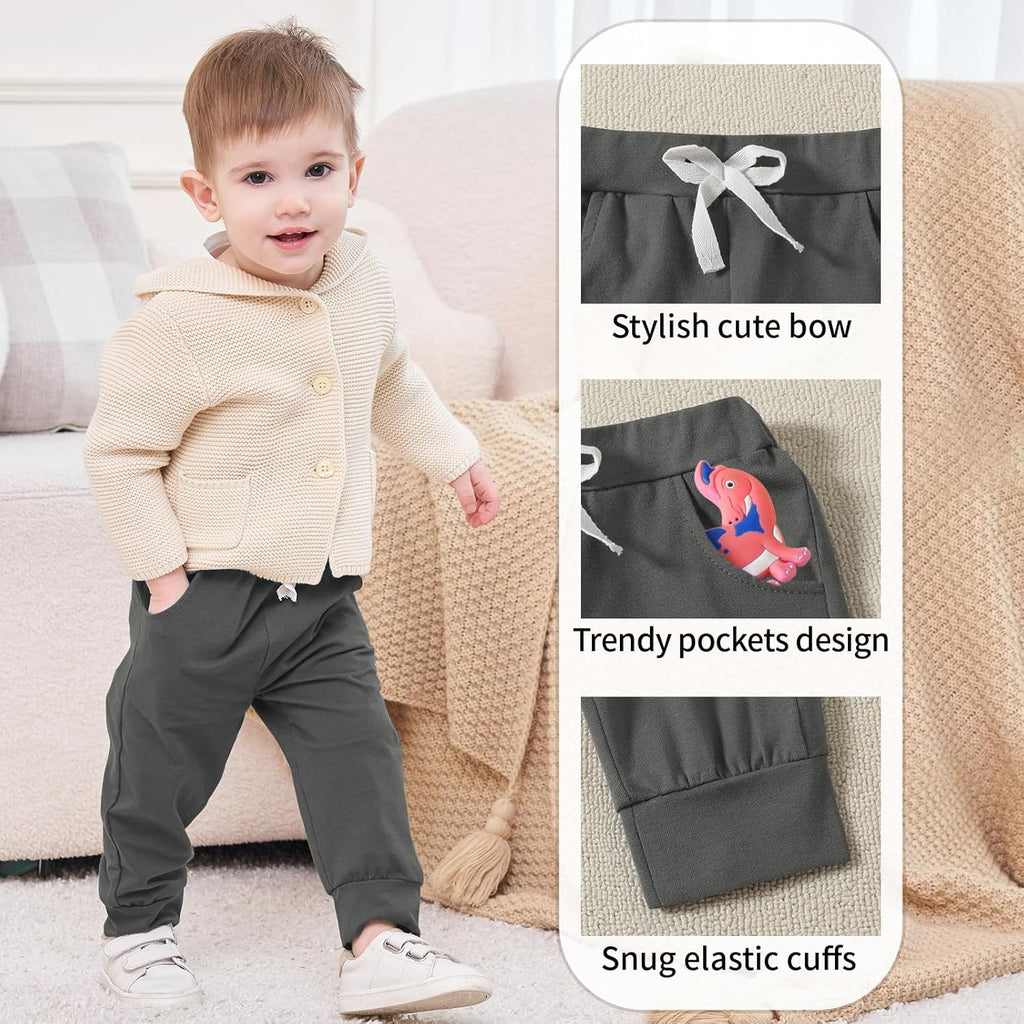 DREAM BUS Pack of 3 Toddler Jogger Pants with Pocket Toddler Boy Sweatpants Baby Boy Pants Infant Newborn Leggings