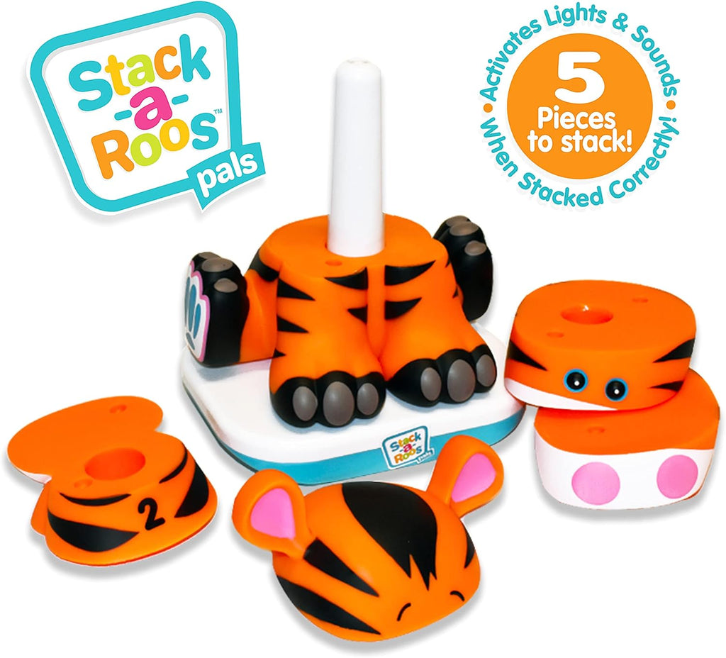 Stack-a-Roos Baby Tiger by Salus Brands - Animal Stacking Toy, Educational Early Learning Toy for Infants Babies Toddlers, Age 12+ Months - Great Baby Gifts, STEM