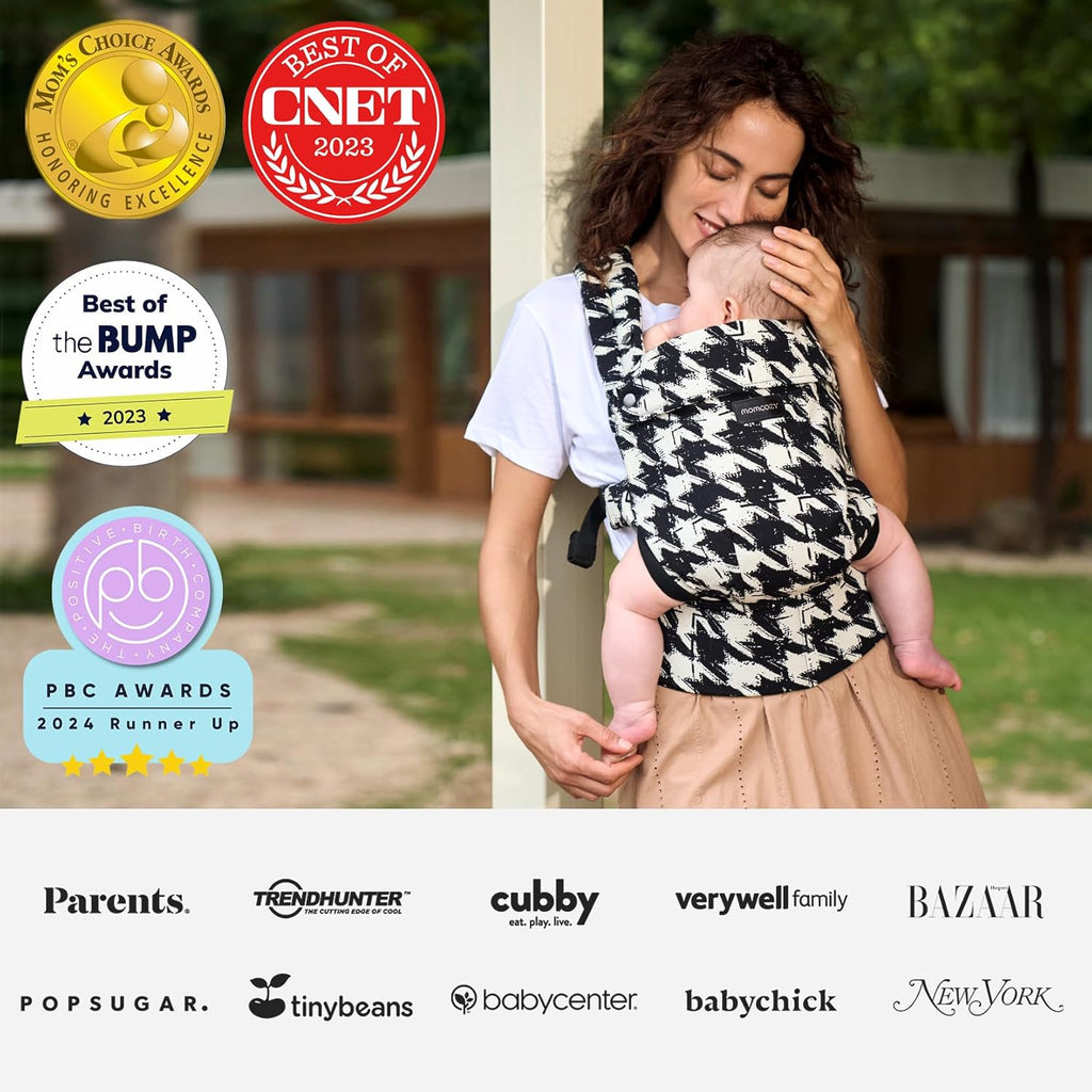 Momcozy Baby Carrier - Ergonomic, Cozy and Lightweight Carrier for 7-44lbs, Effortless to Put On, Ideal for Hands-Free Parenting, Enhanced Lumbar Support, Purehug for Infant to Toddler, Houndstooth