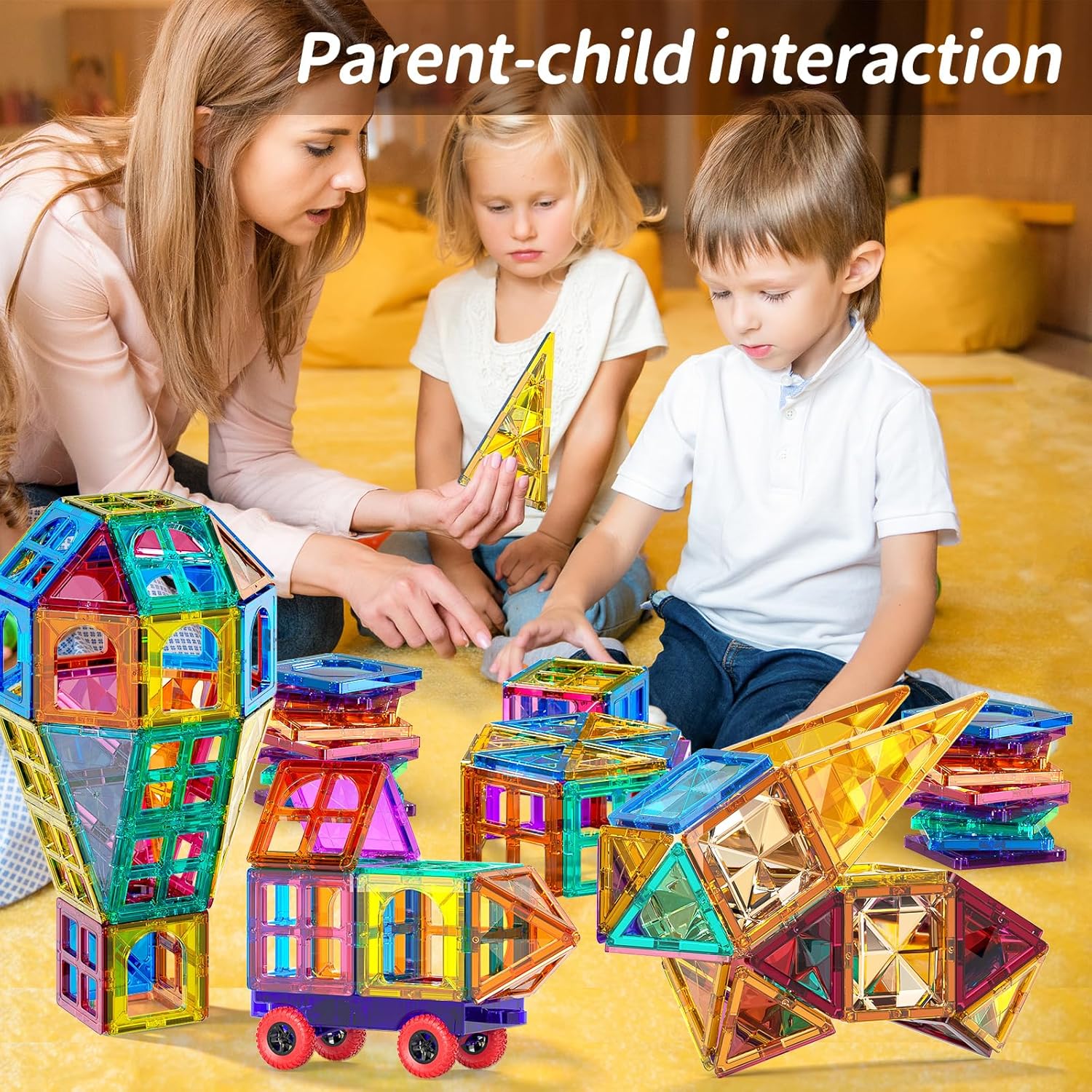 TEMI Magnetic Tiles,Building Blocks, Magnets Building Set, Learning and Education Toys Christmas Toy Gift for Ages 3 4 5 6 7 8+ Year Old Toddler Kids Boys and Girls (Magnetic Tiles-150pcs)