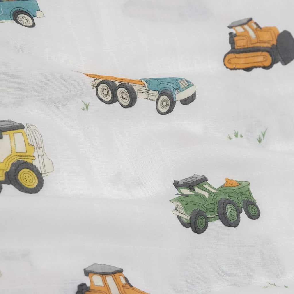 Little Unicorn Standard Pillowcase 2 Pack | Super Soft & Breathable Muslin Fabric | Snug Envelope Closure (Work Trucks)