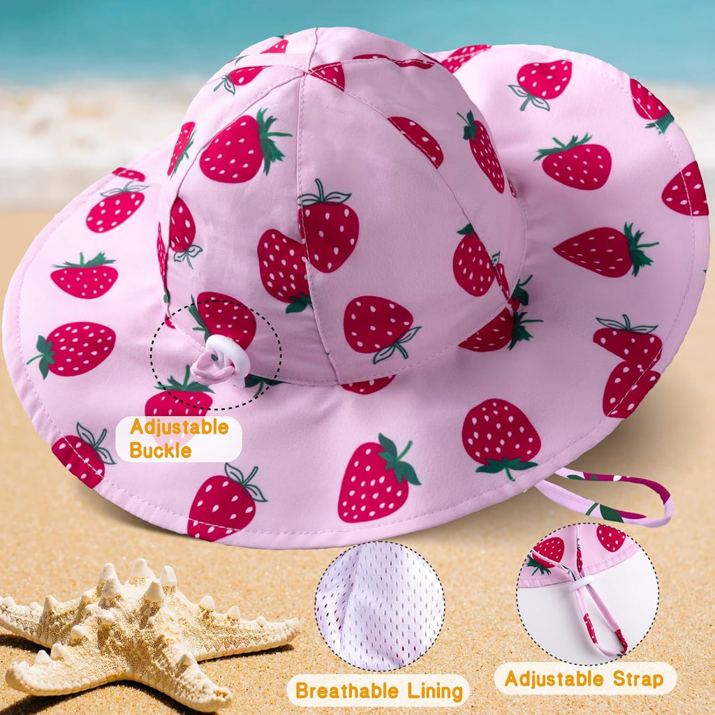 Baby Sun Hat Toddler Girl Beach Hat Adjustable Outdoor Summer Hat UPF 50+ Sun Protection Wide Brim Infant Kids