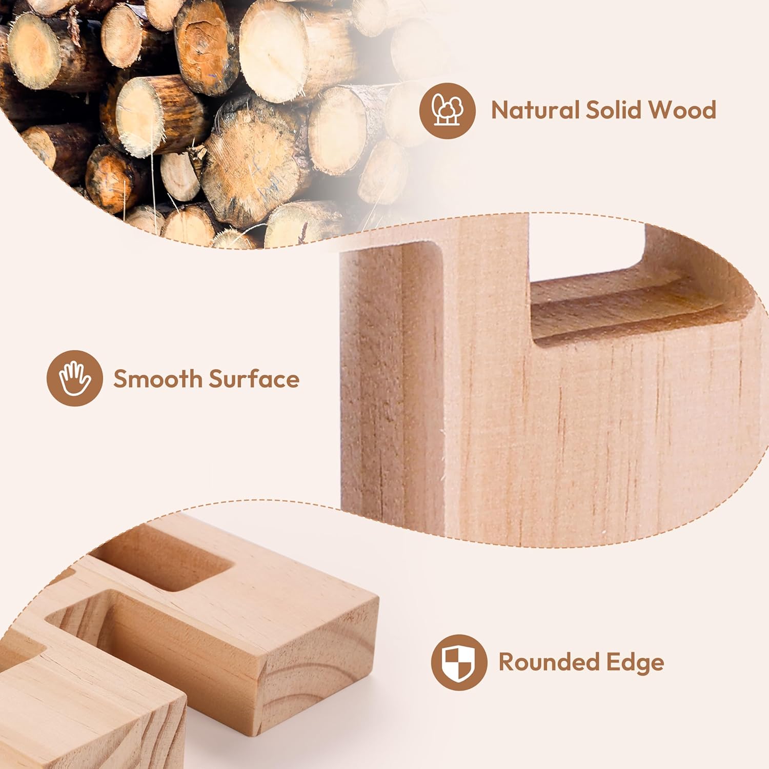 Wooden Building Blocks Set for Kids, 24 PCS Rainbow Gem Cubes Stacking Blocks - 2 Wood House, Montessori Stacking Toy for Toddlers, Educational STEM Learning Toy for Boys Girls 3-6