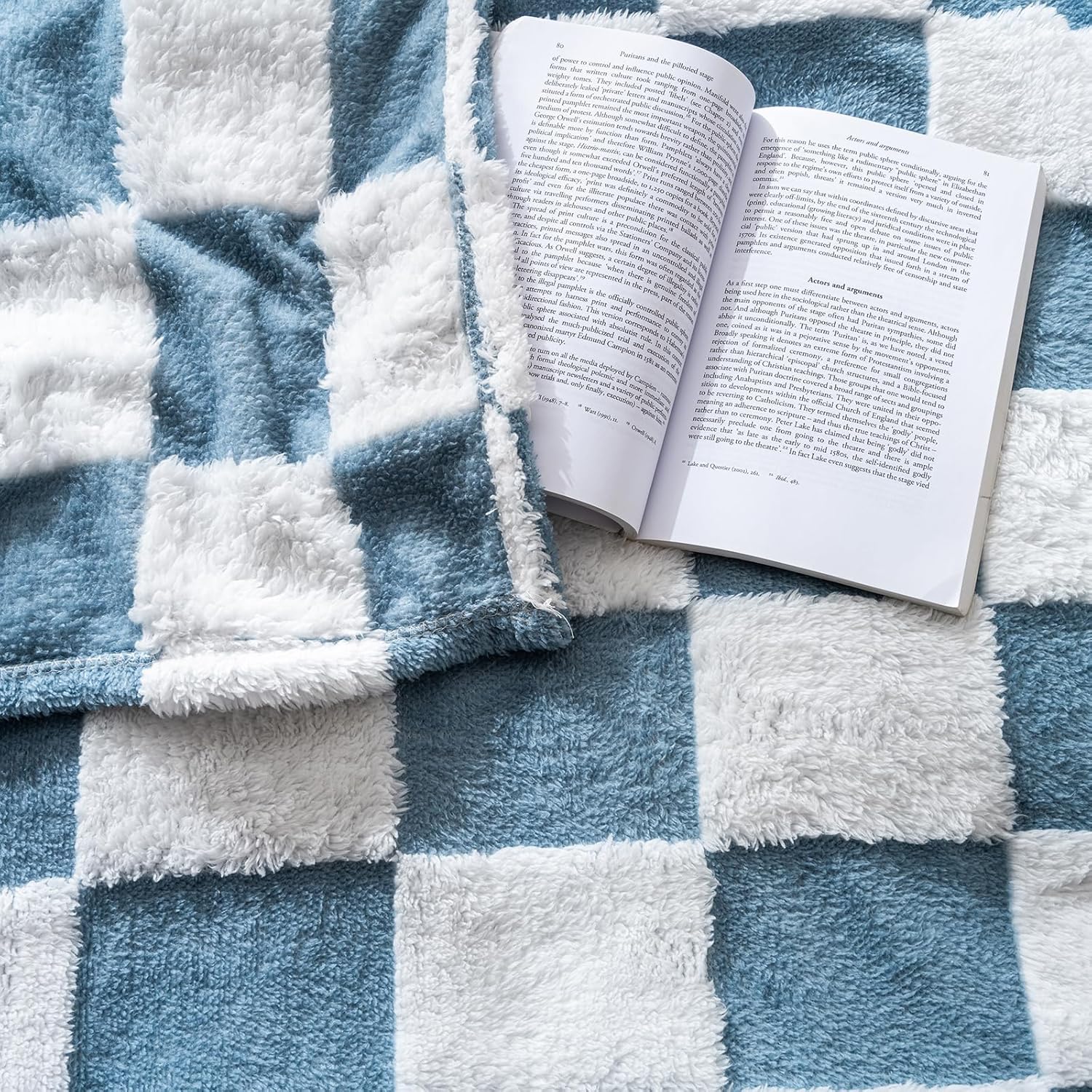 Fleece Baby Blanket for Boys 3D Checkerboard Design, Warm Cozy and Fluffy Infant Newborn Toddler Small Receiving Blankets for Crib Stroller, 30x40 Inches, Blue