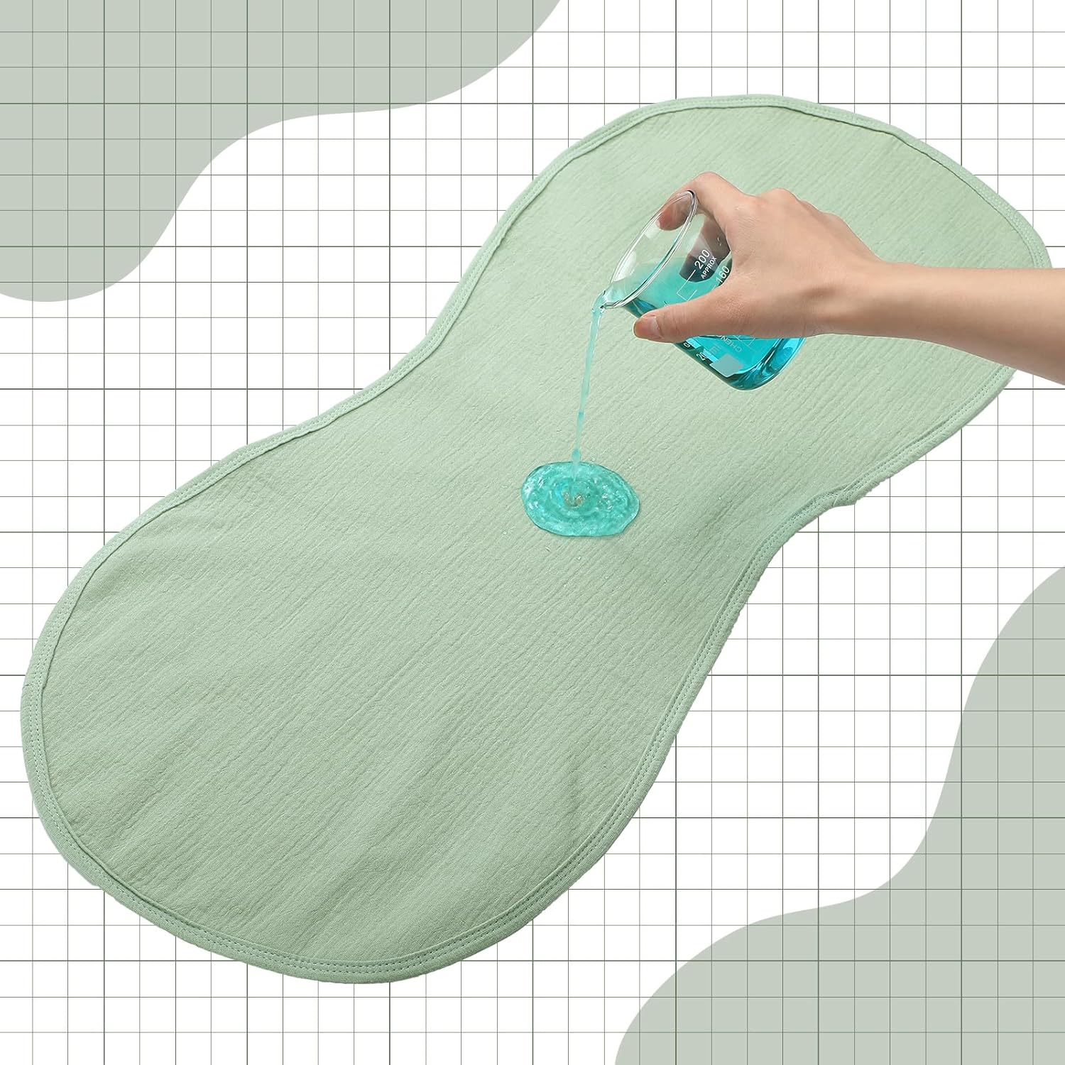 3 Pcs Changing Pad Liners Fits in Peanut Shape Changing Pad Waterproof Diaper Mats Organic Cotton Peanut Mats are Warm on a Baby's Back, Washable Reusable(Fresh Style,Green)