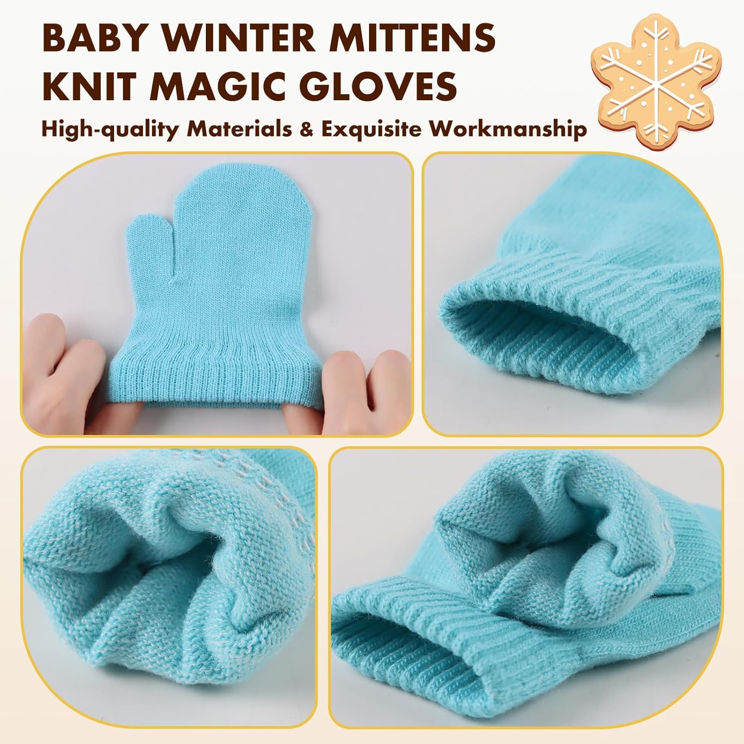 Baby Winter Mittens Toddler Stretch Knit Gloves Magic Warm Glove for Baby Boys Girls