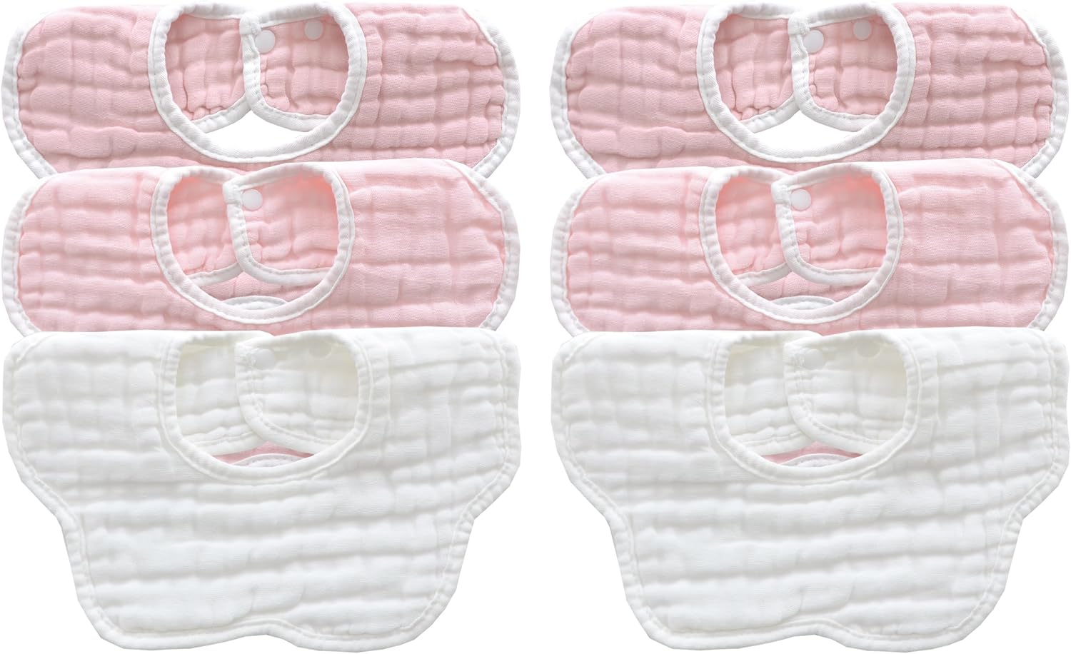 MUKIN Baby Drooling Towel, Snap Bibs, Muslin Bibs, 6 Pack, Adjustable, Soft Cotton